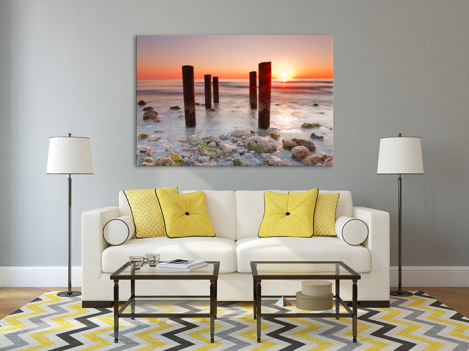 Landscapes No. 226, shown framed in a room by day