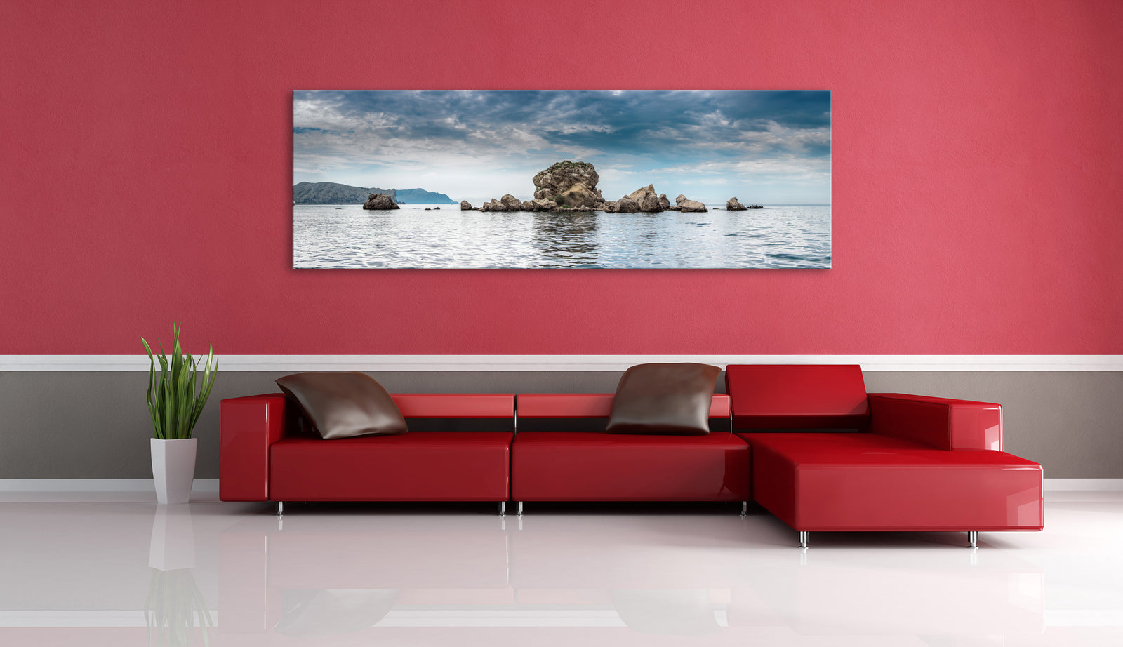 Landscapes No. 227, shown framed in a room by day