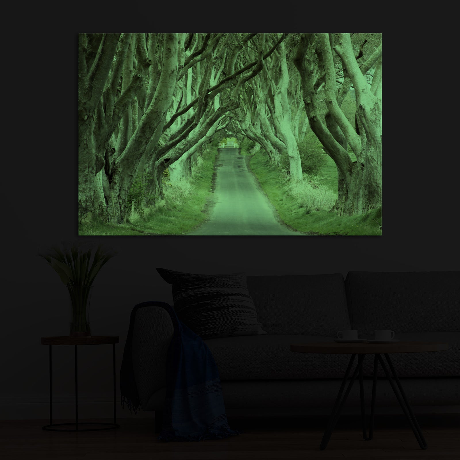 Landscapes No. 229, glowing in a room at night