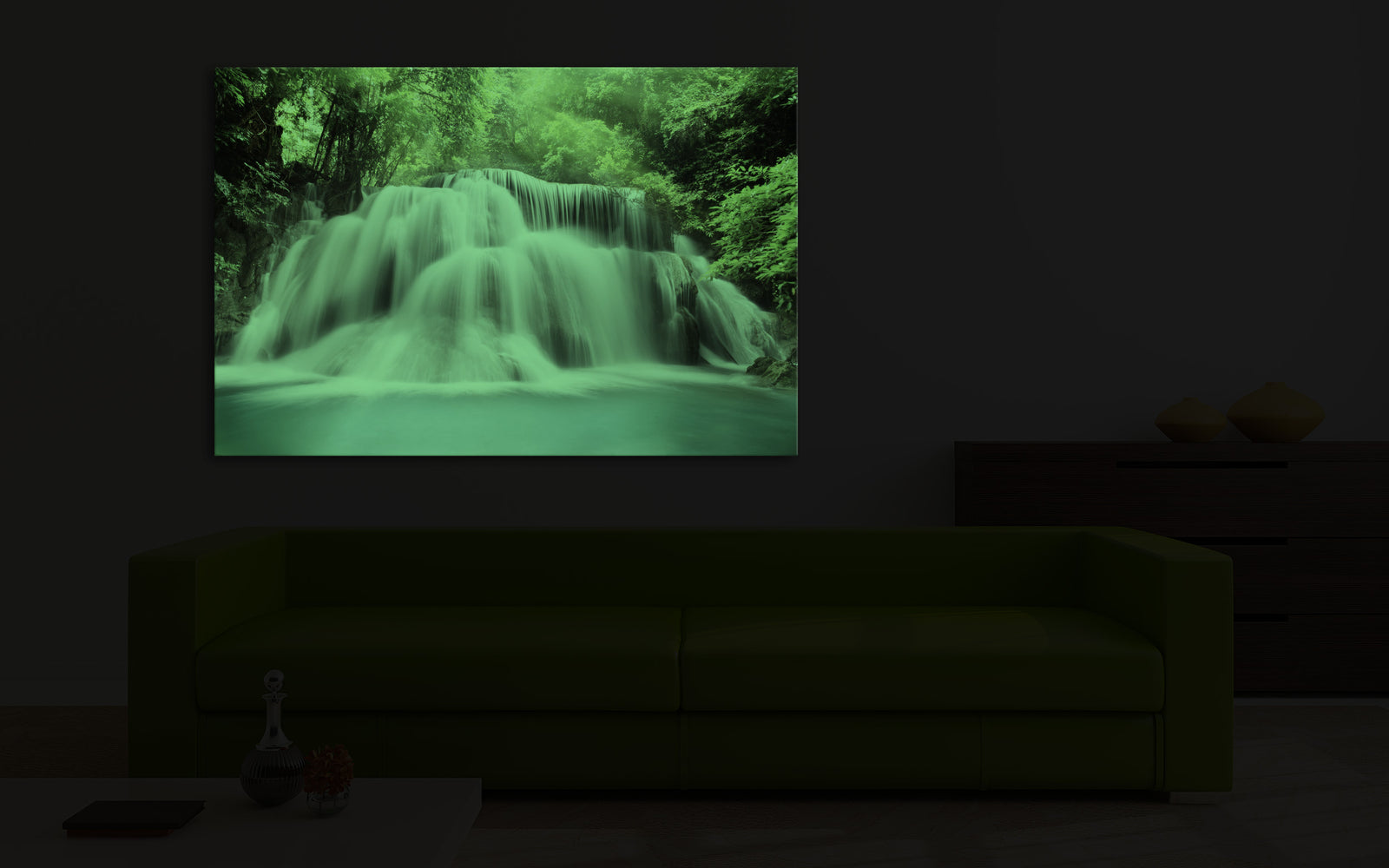 Landscapes No. 231, glowing in a room at night