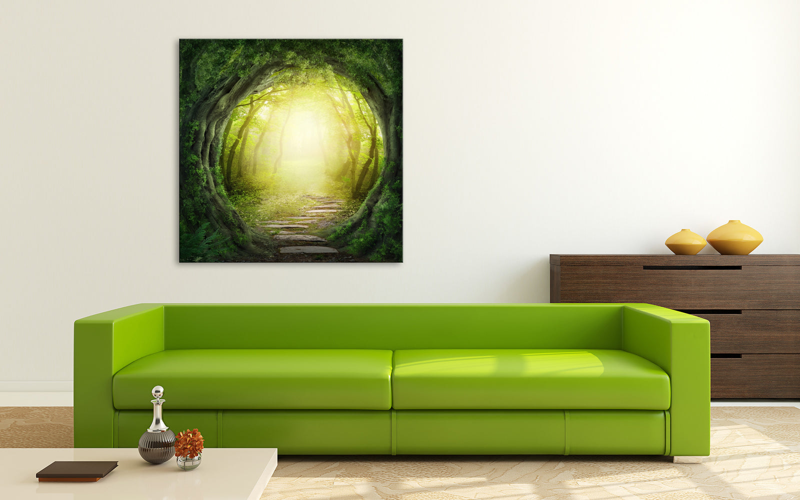 Landscapes No. 232, shown framed in a room by day