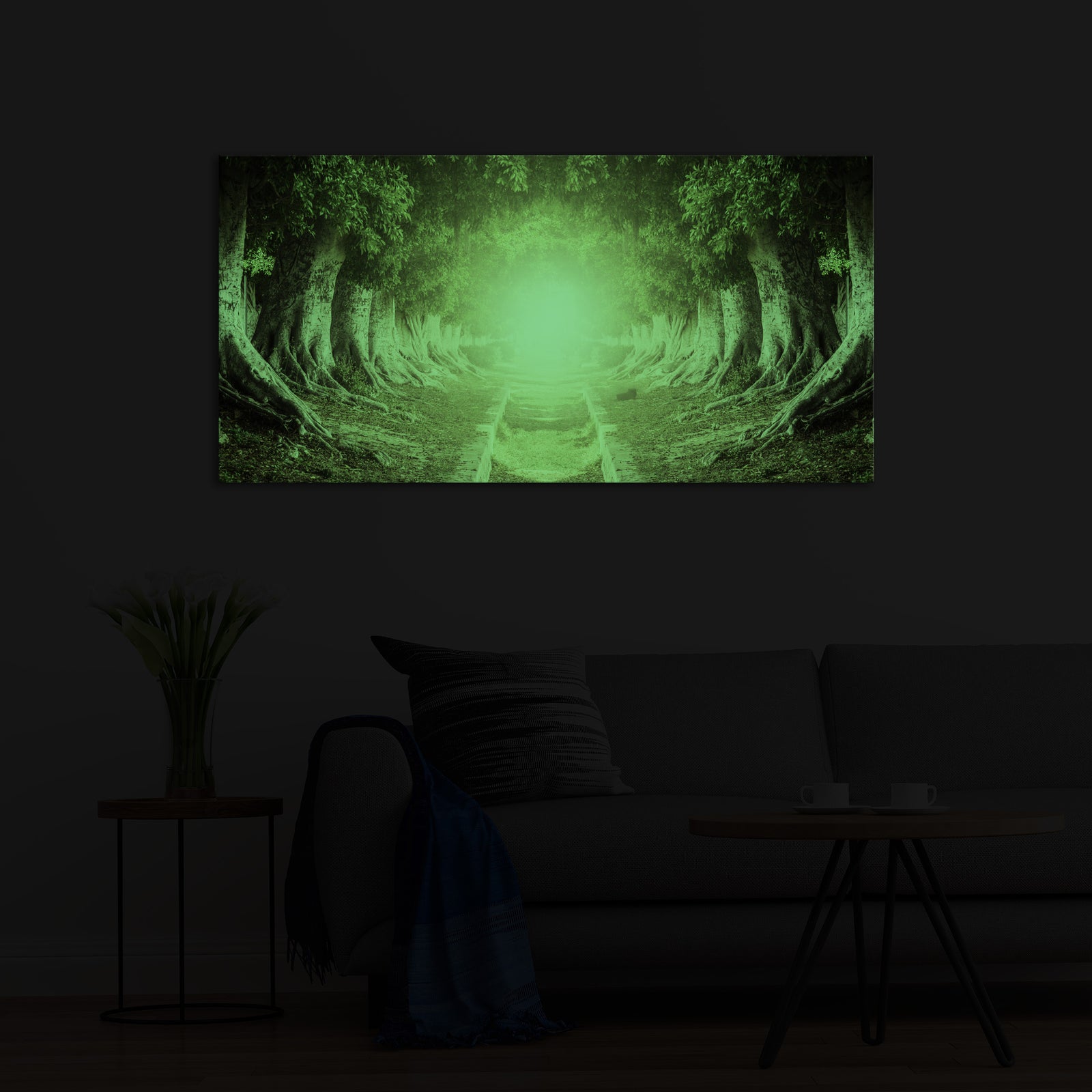 Landscapes No. 233, glowing in a room at night