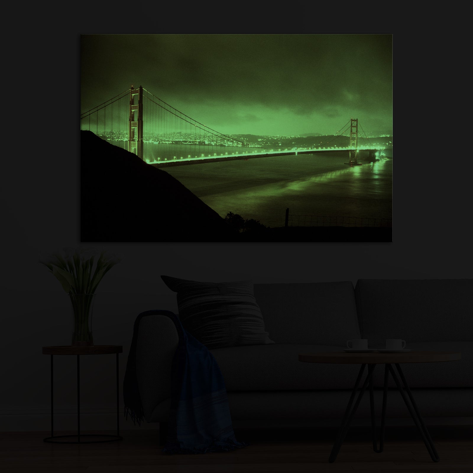 Landscapes No. 237, glowing in a room at night