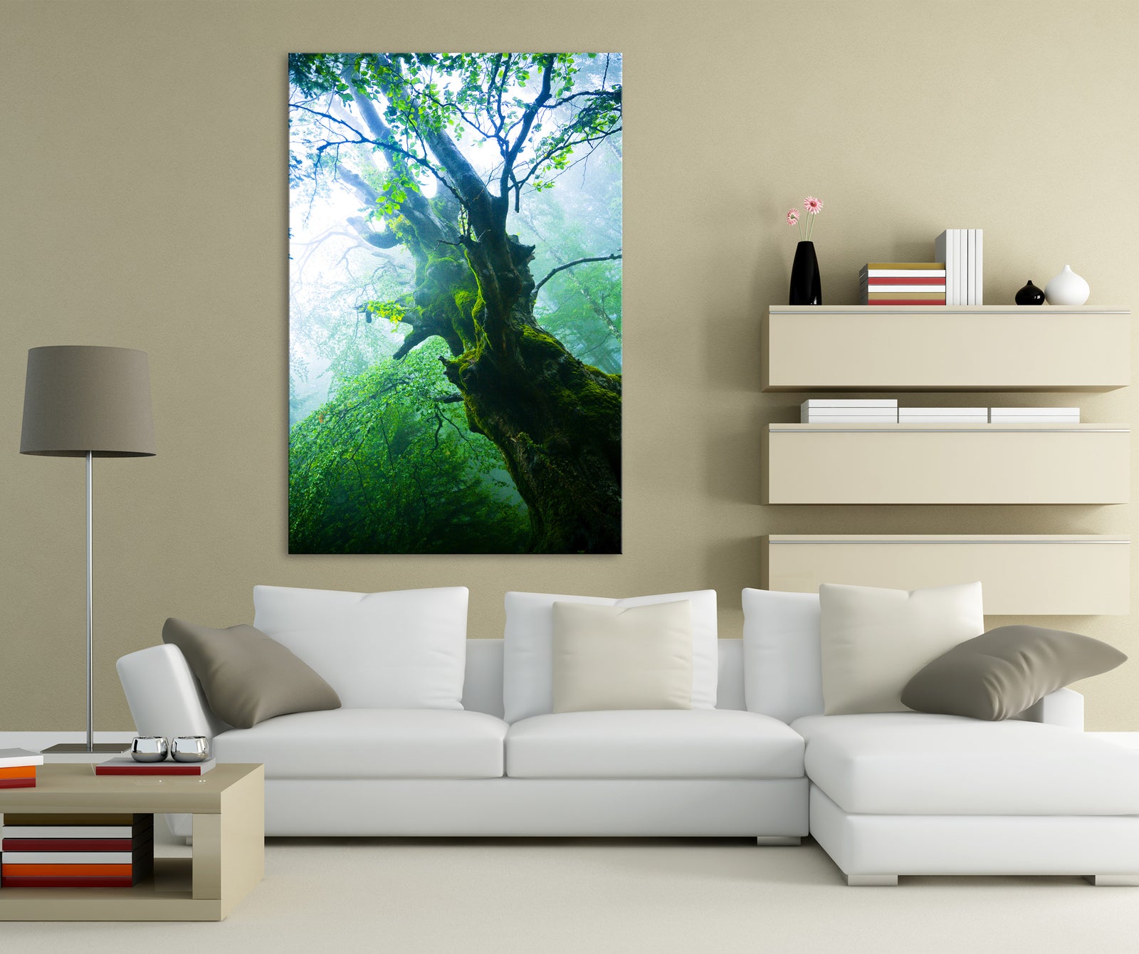 Landscapes No. 238, shown framed in a room by day