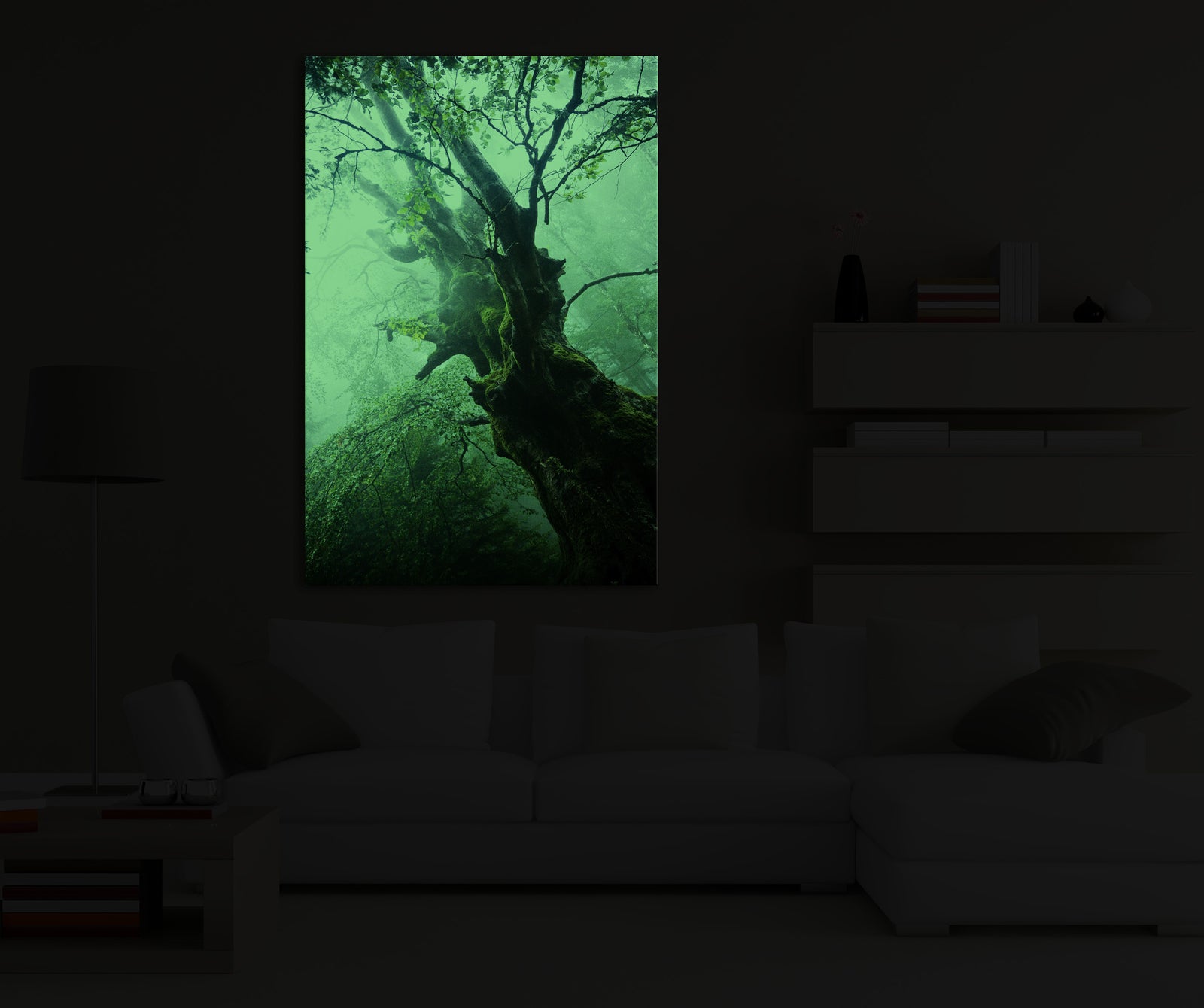 Landscapes No. 238, glowing in a room at night
