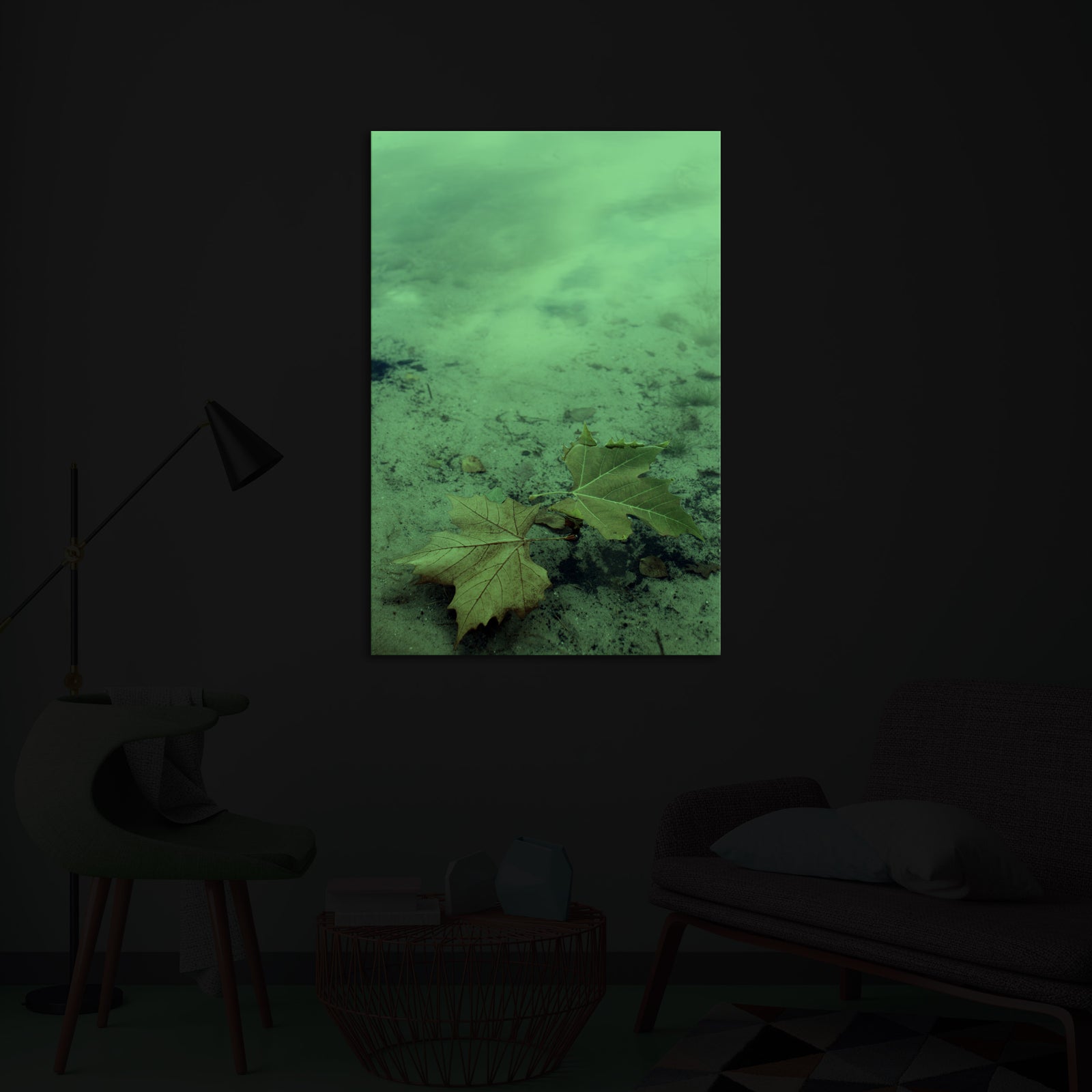 Landscapes No. 240, glowing in a room at night