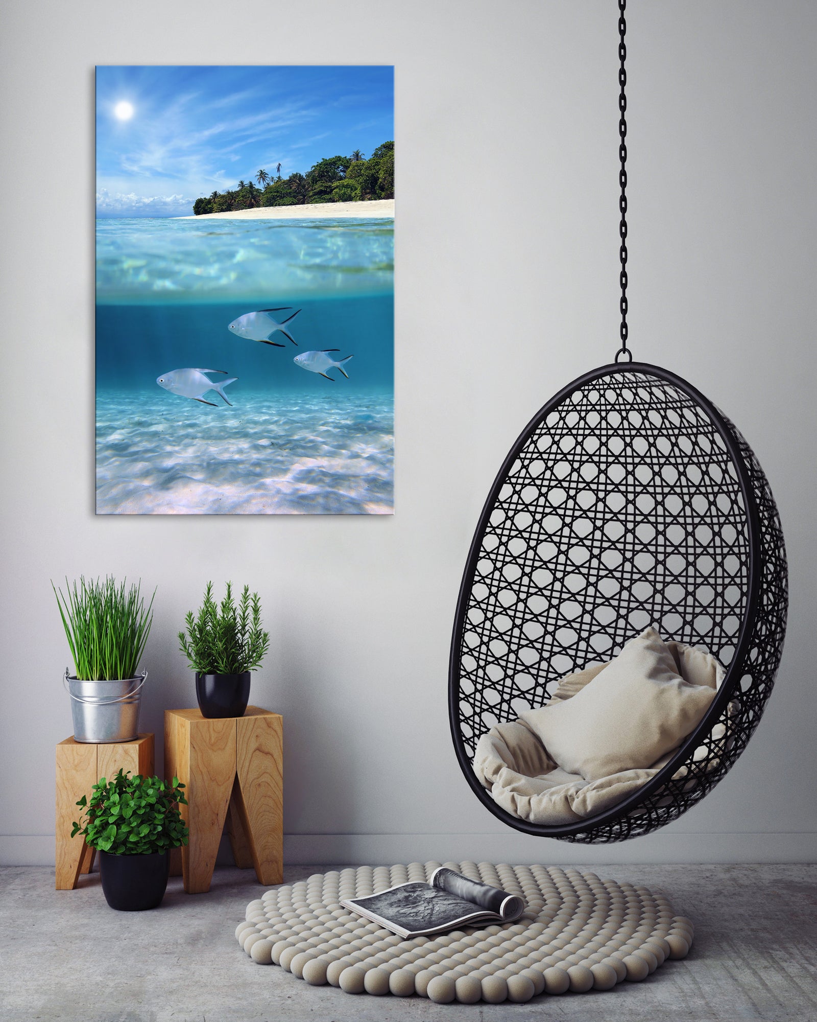 Landscapes No. 243, shown framed in a room by day