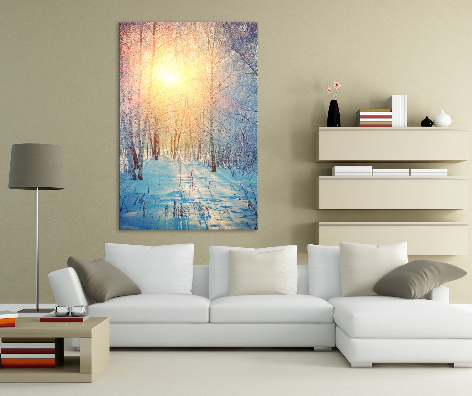 Landscapes No. 245, shown framed in a room by day