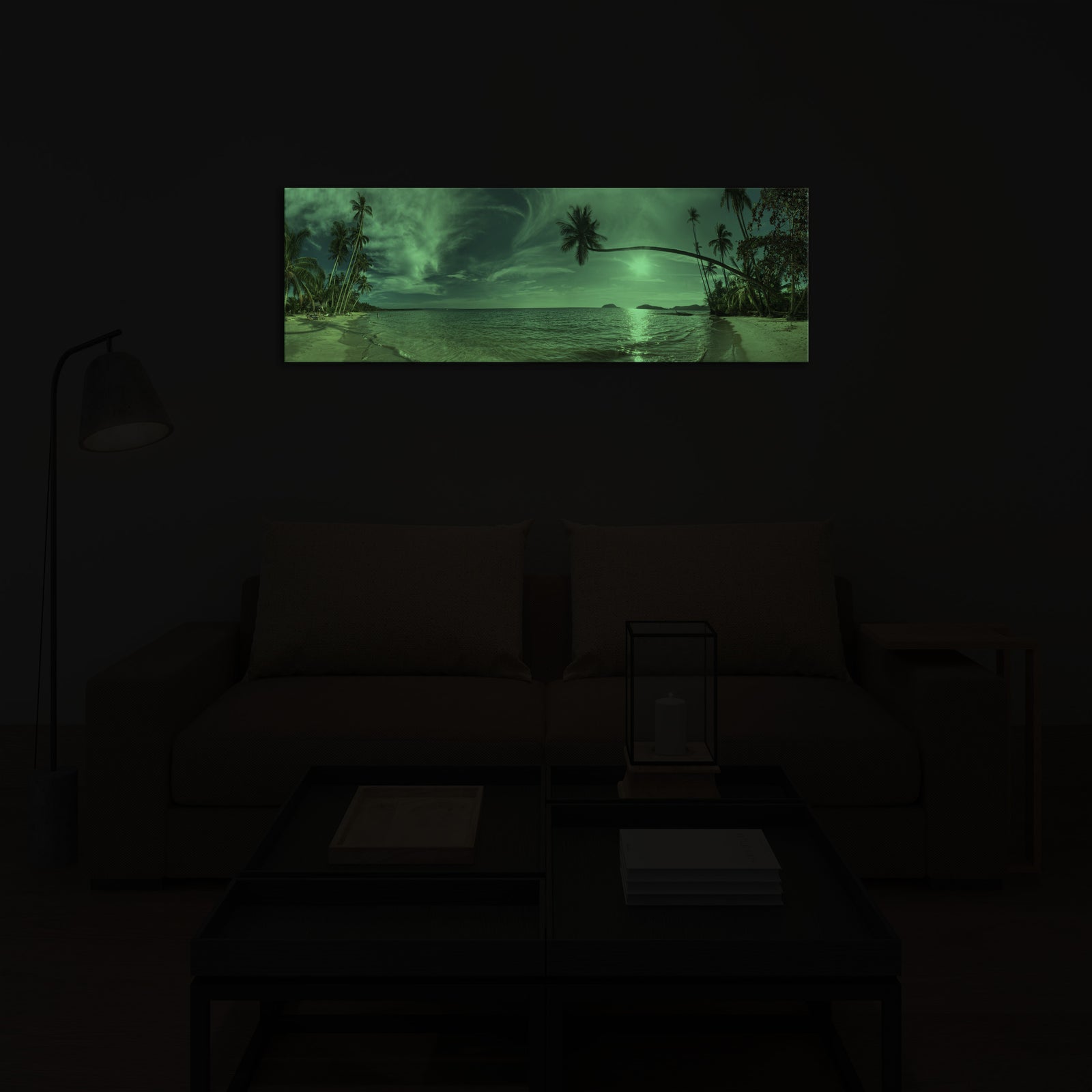 Landscapes No. 248, glowing in a room at night
