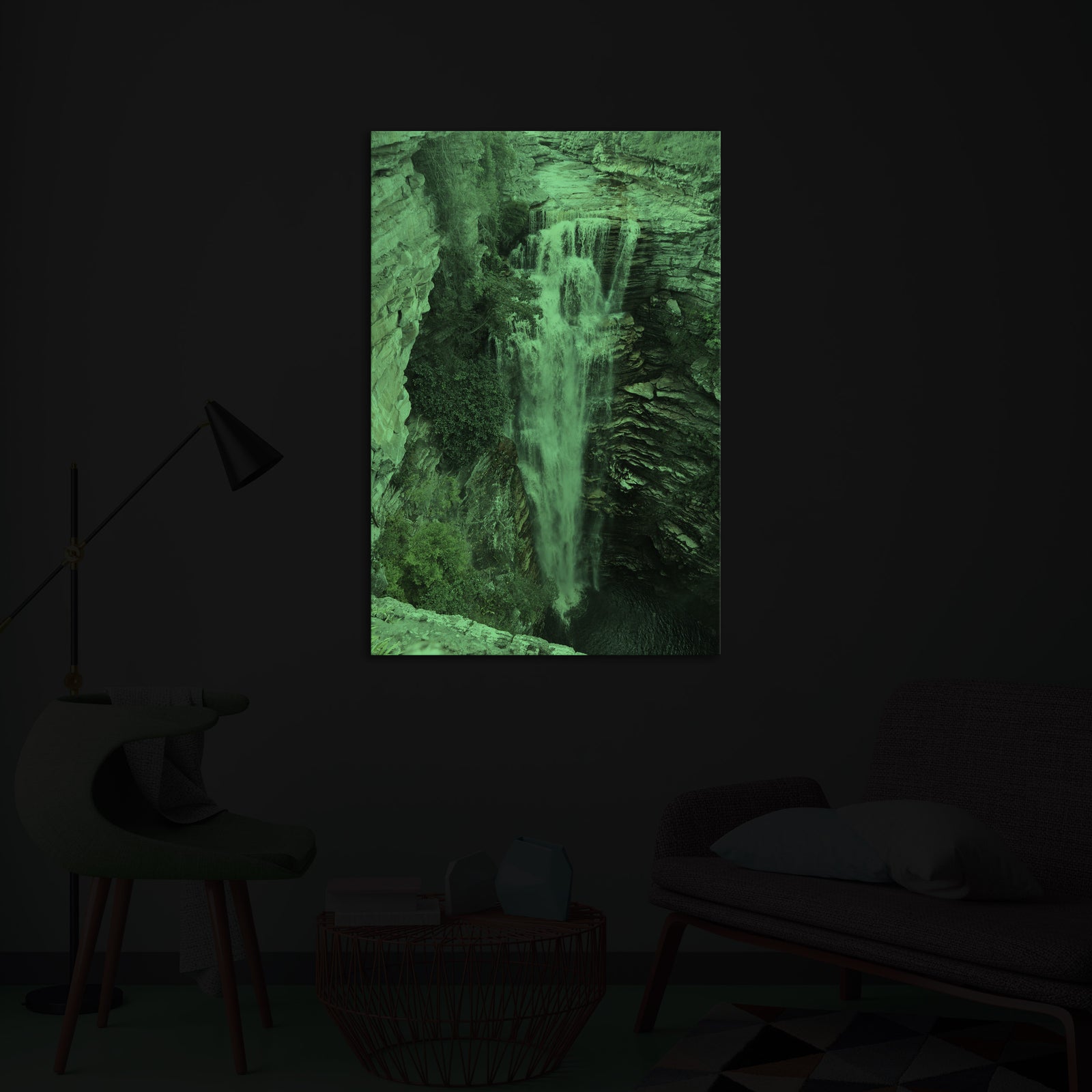 Landscapes No. 250, glowing in a room at night