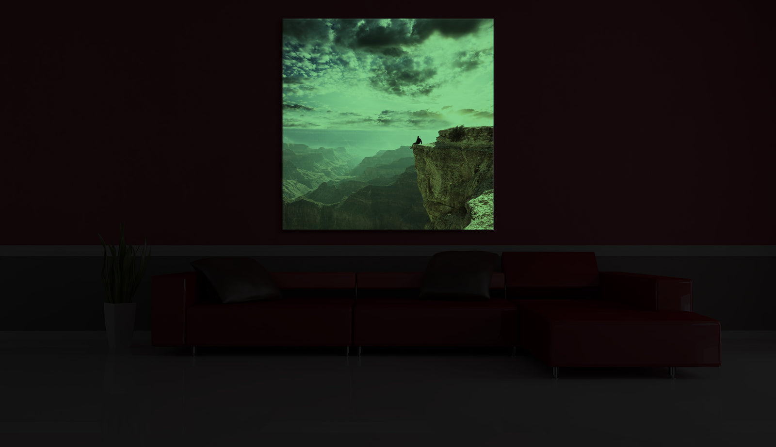 Landscapes No. 251, glowing in a room at night