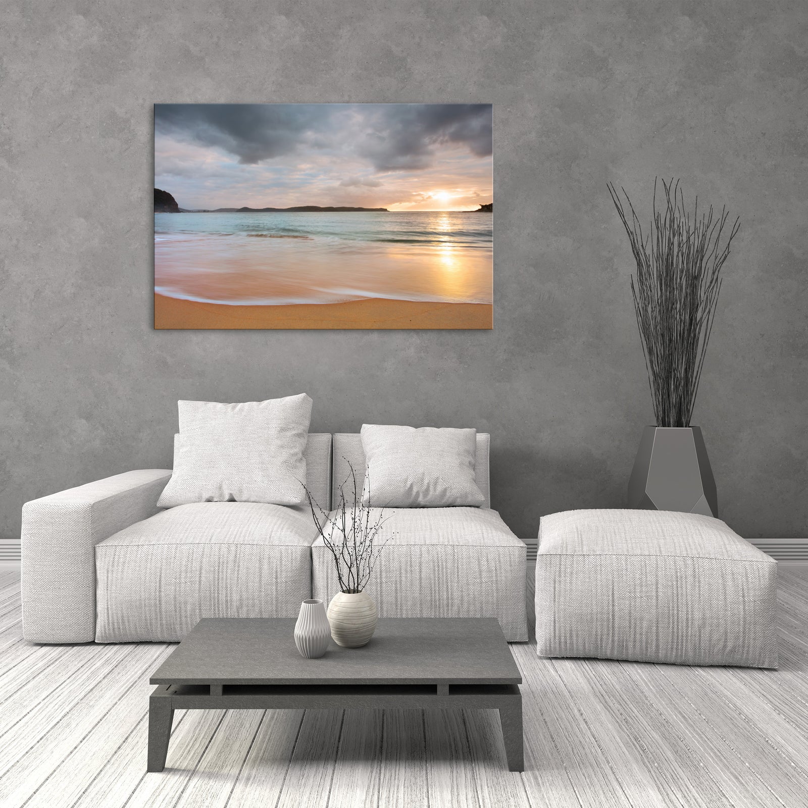 Landscapes No. 254, shown framed in a room by day