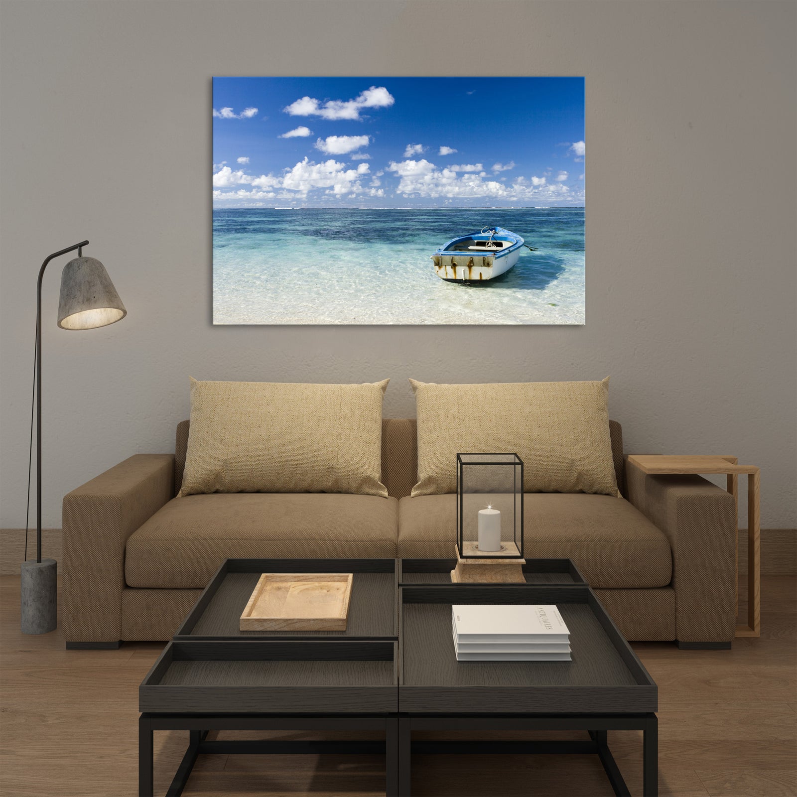 Landscapes No. 255, shown framed in a room by day