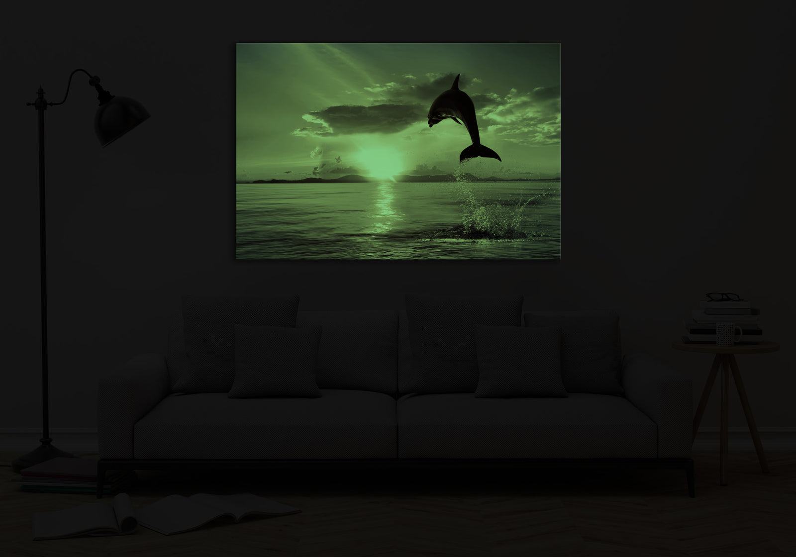Landscapes No. 256, glowing in a room at night