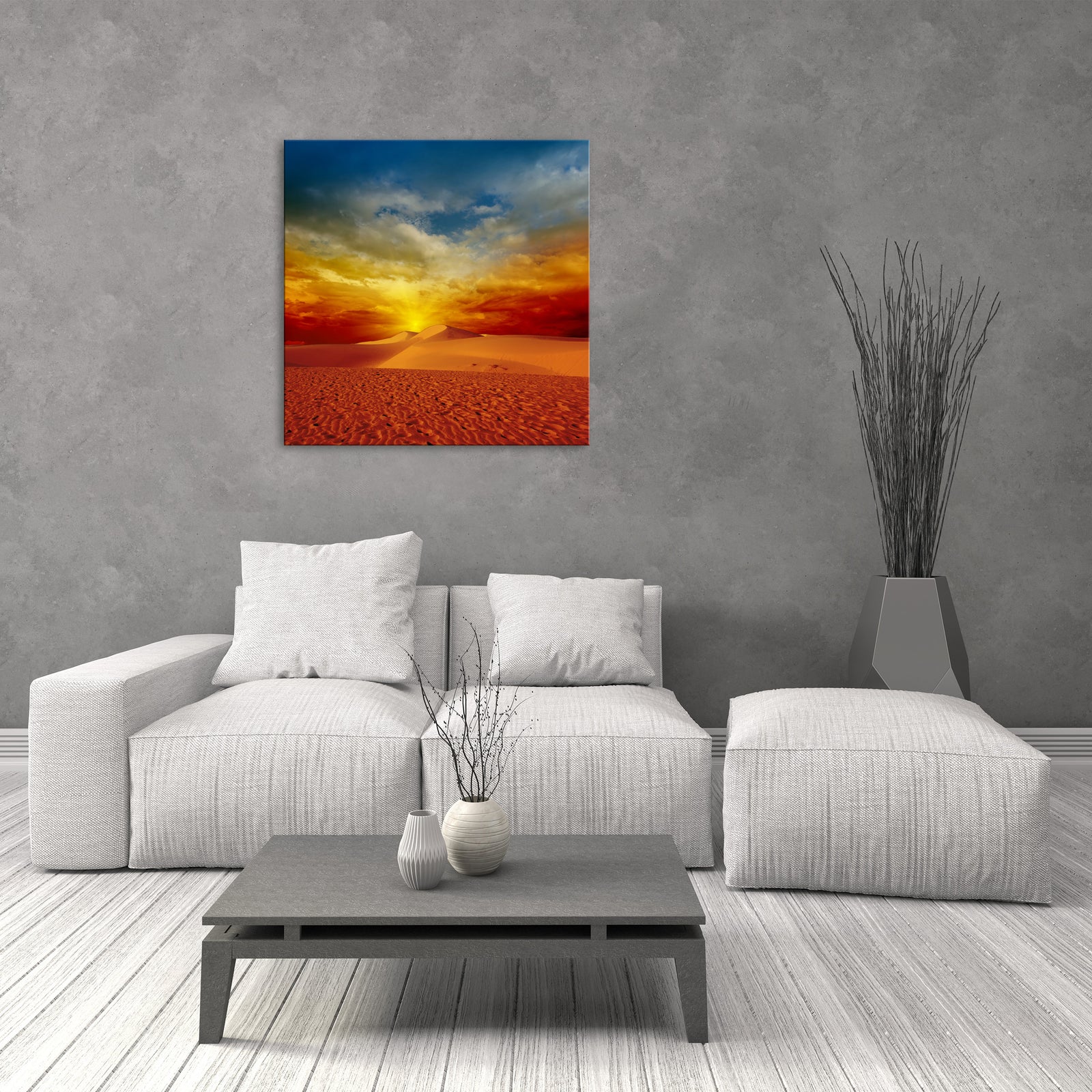 Landscapes No. 258, shown framed in a room by day