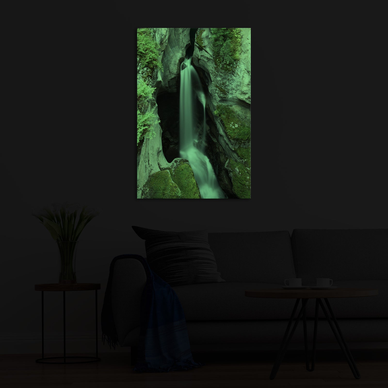 Landscapes No. 259, glowing in a room at night
