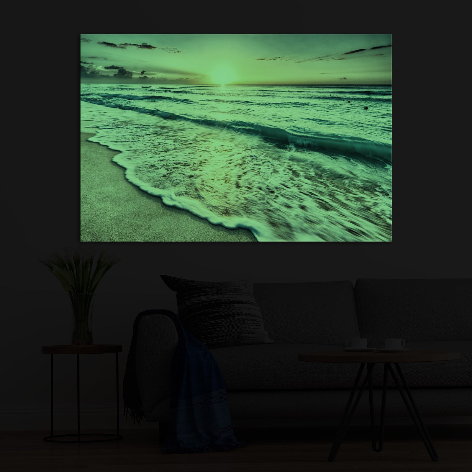 Landscapes No. 260, glowing in a room at night
