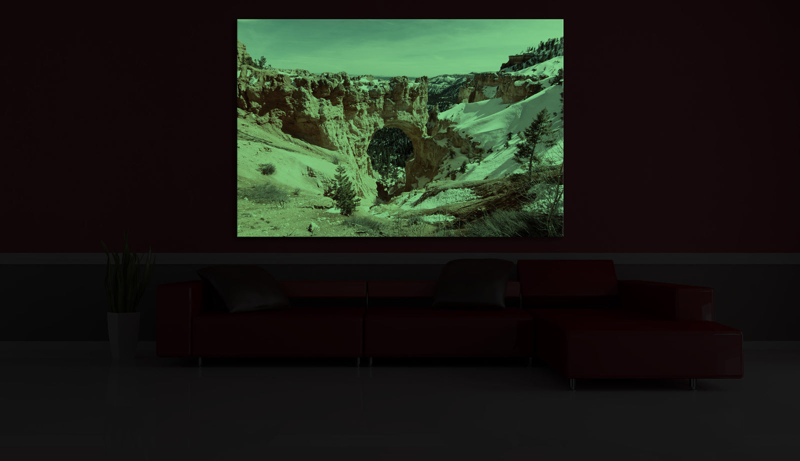 Landscapes No. 261, glowing in a room at night