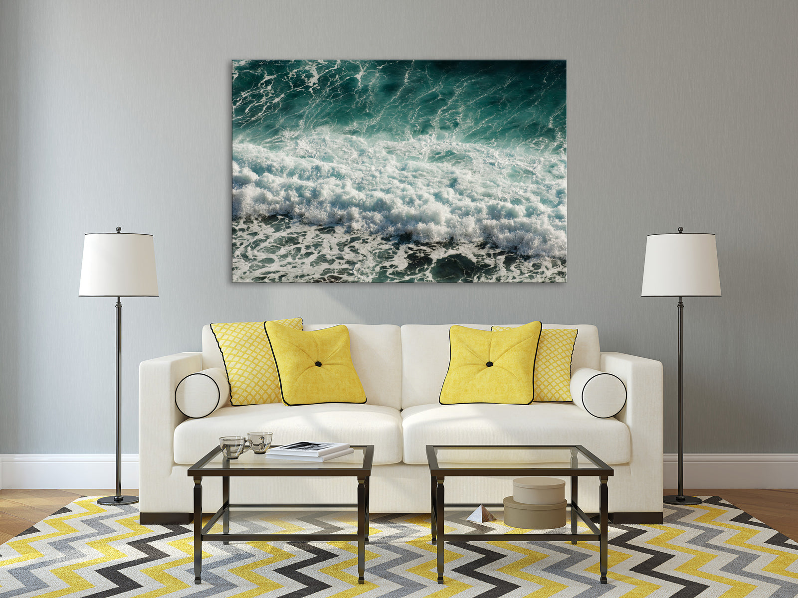 Landscapes No. 262, shown framed in a room by day