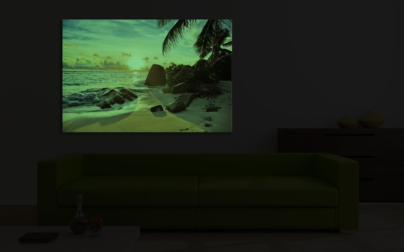 Landscapes No. 263, glowing in a room at night