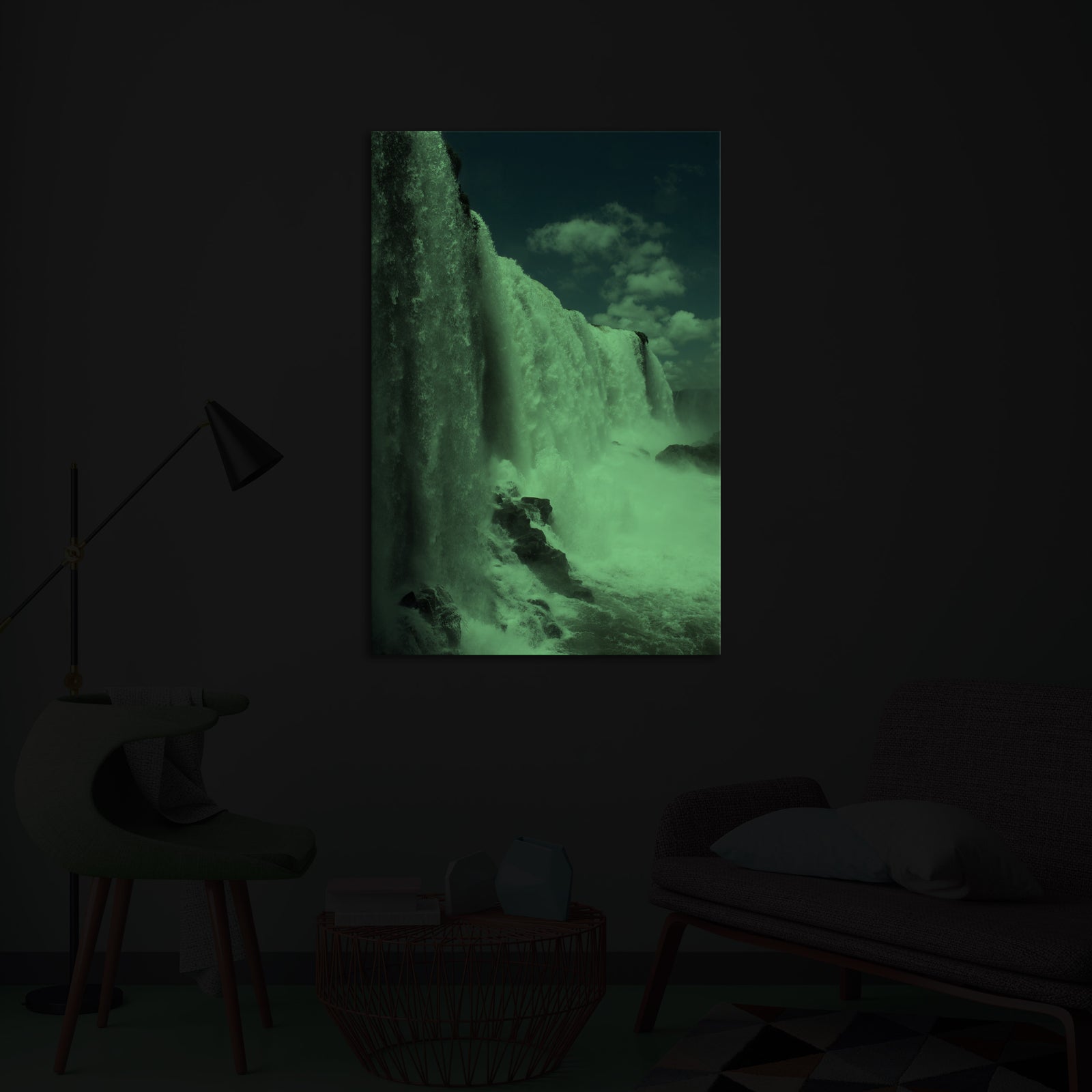 Landscapes No. 265, glowing in a room at night