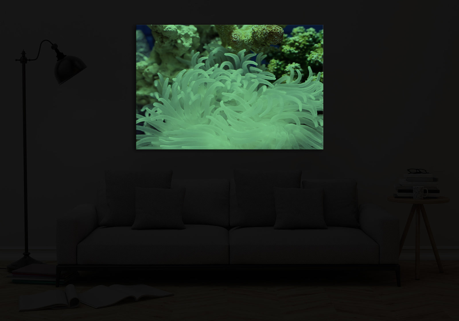 Landscapes No. 268, glowing in a room at night