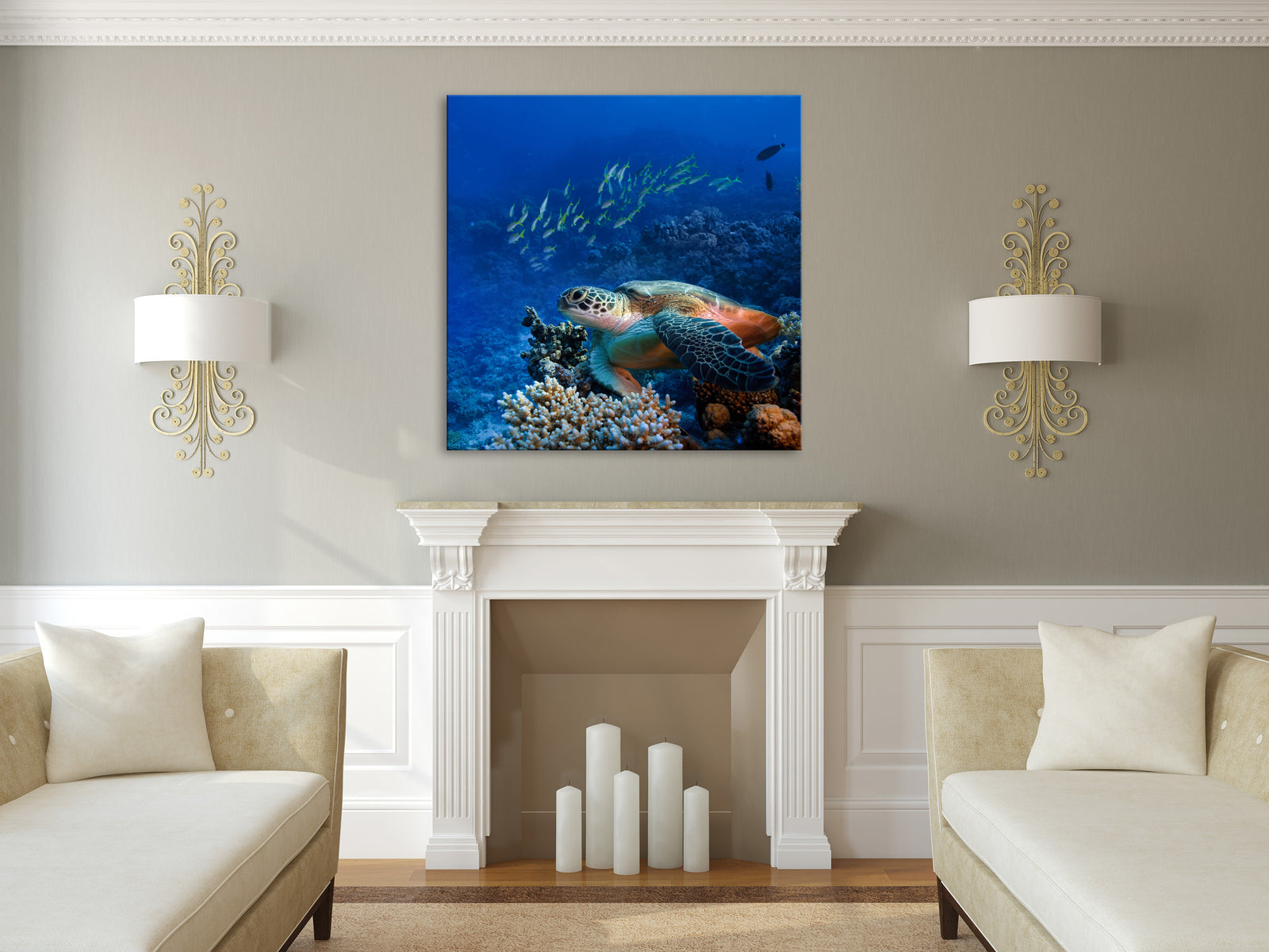 Landscapes No. 269, shown framed in a room by day