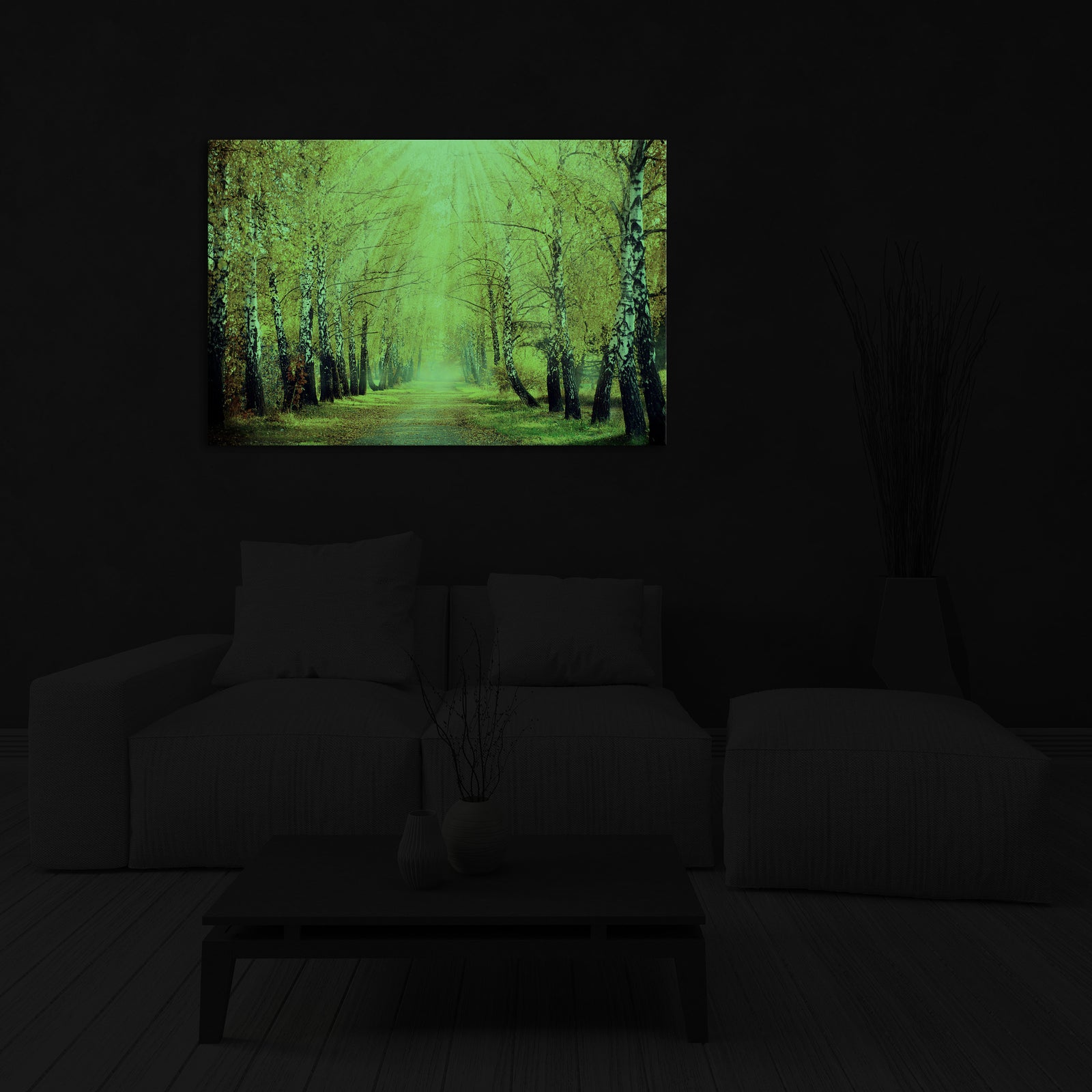 Landscapes No. 270, glowing in a room at night
