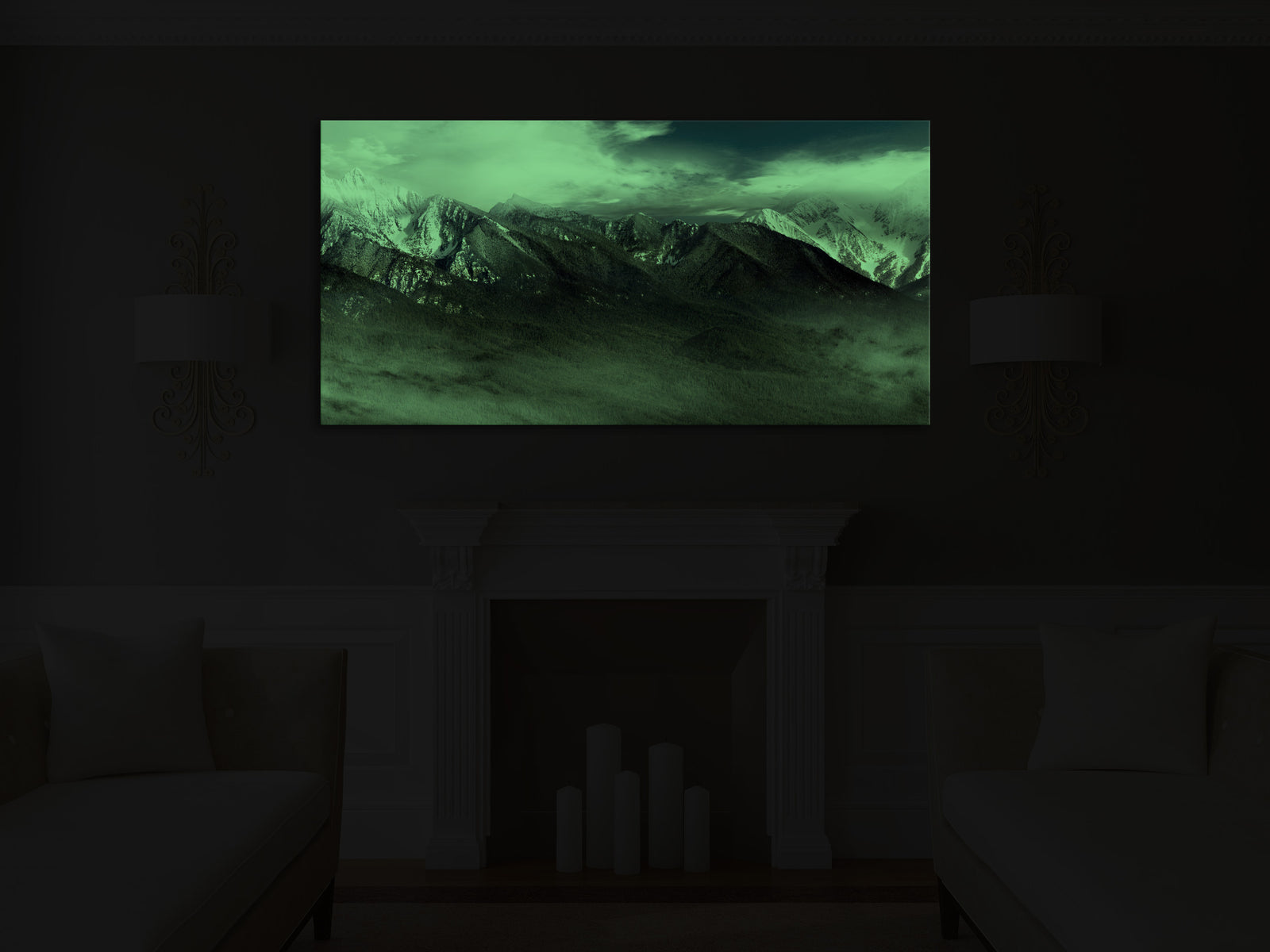 Landscapes No. 272, glowing in a room at night