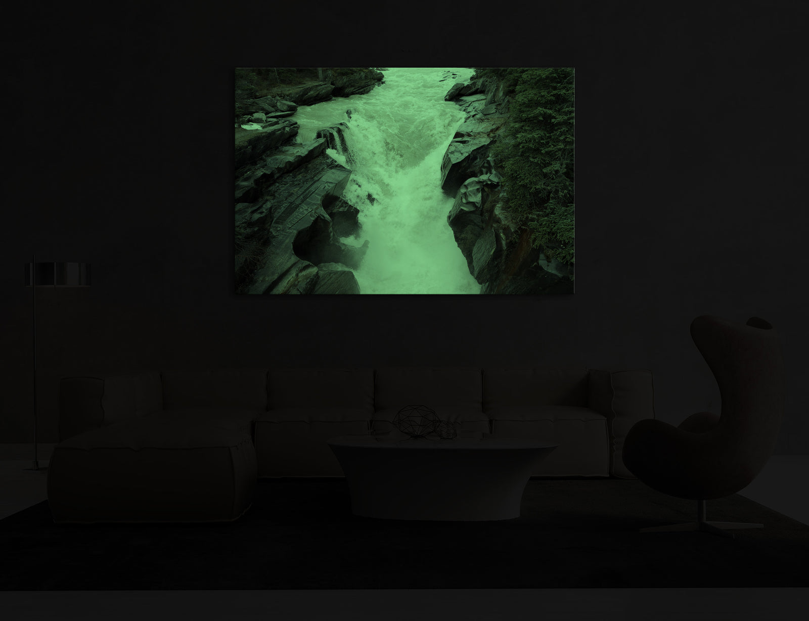 Landscapes No. 274, glowing in a room at night