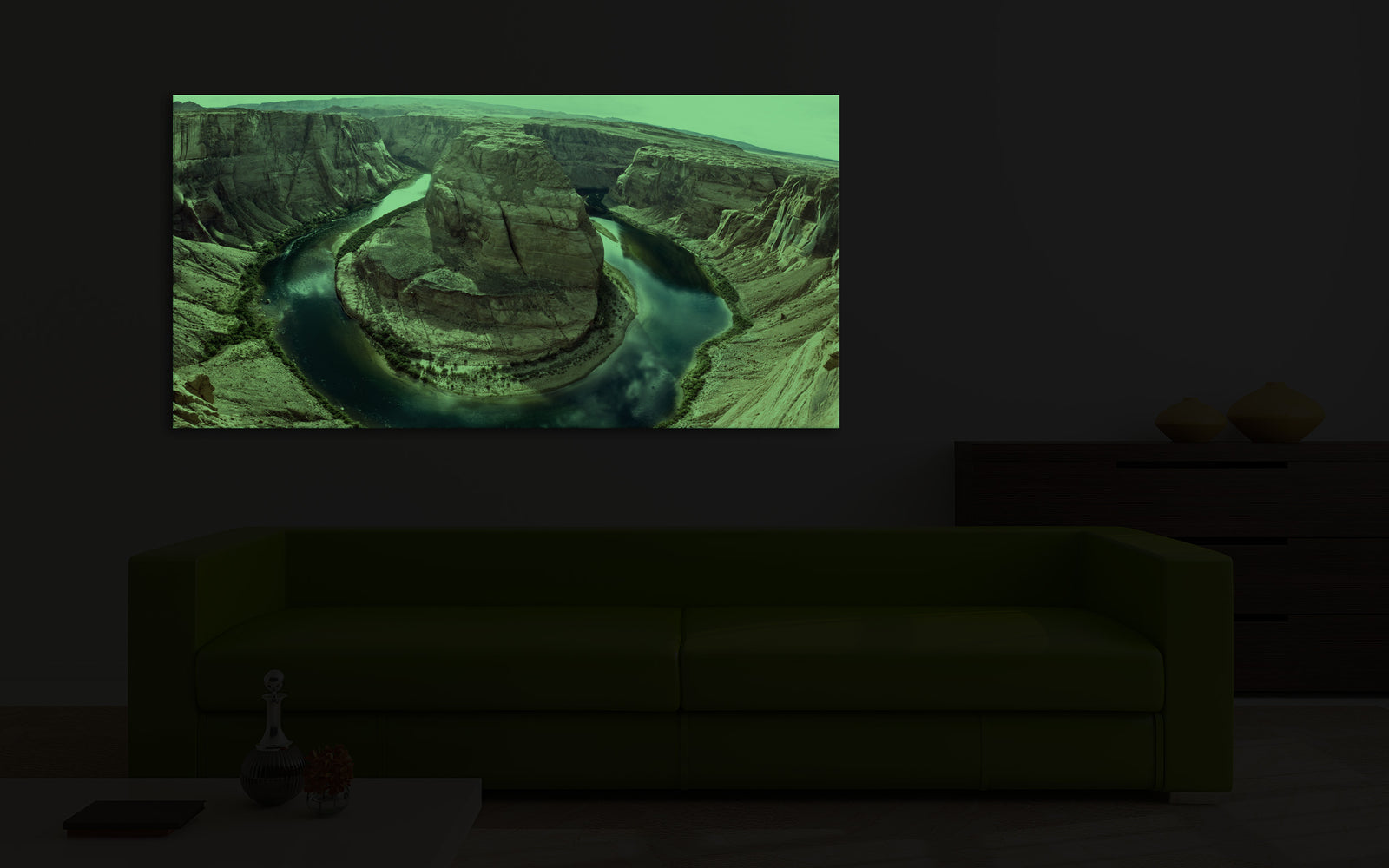 Landscapes No. 275, glowing in a room at night