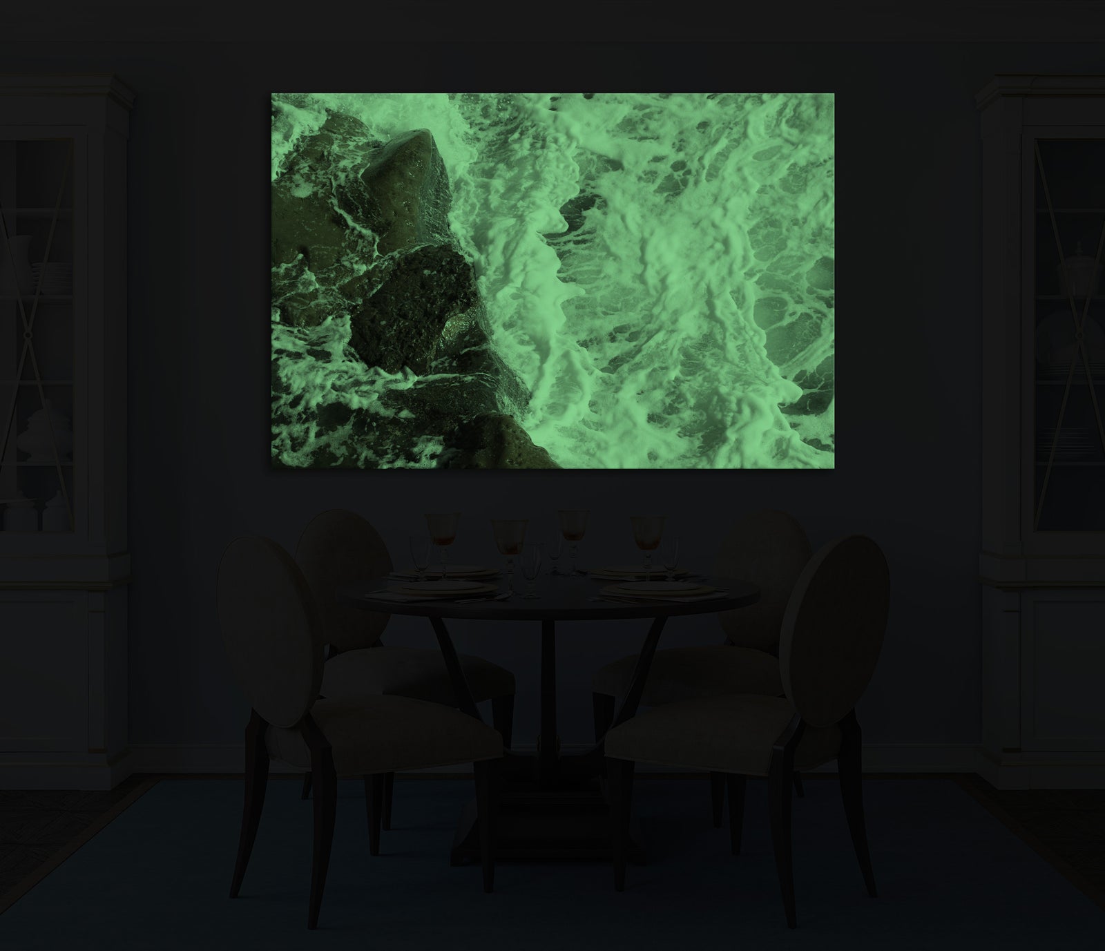 Landscapes No. 277, glowing in a room at night