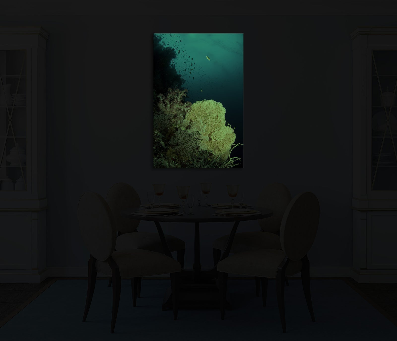 Landscapes No. 279, glowing in a room at night