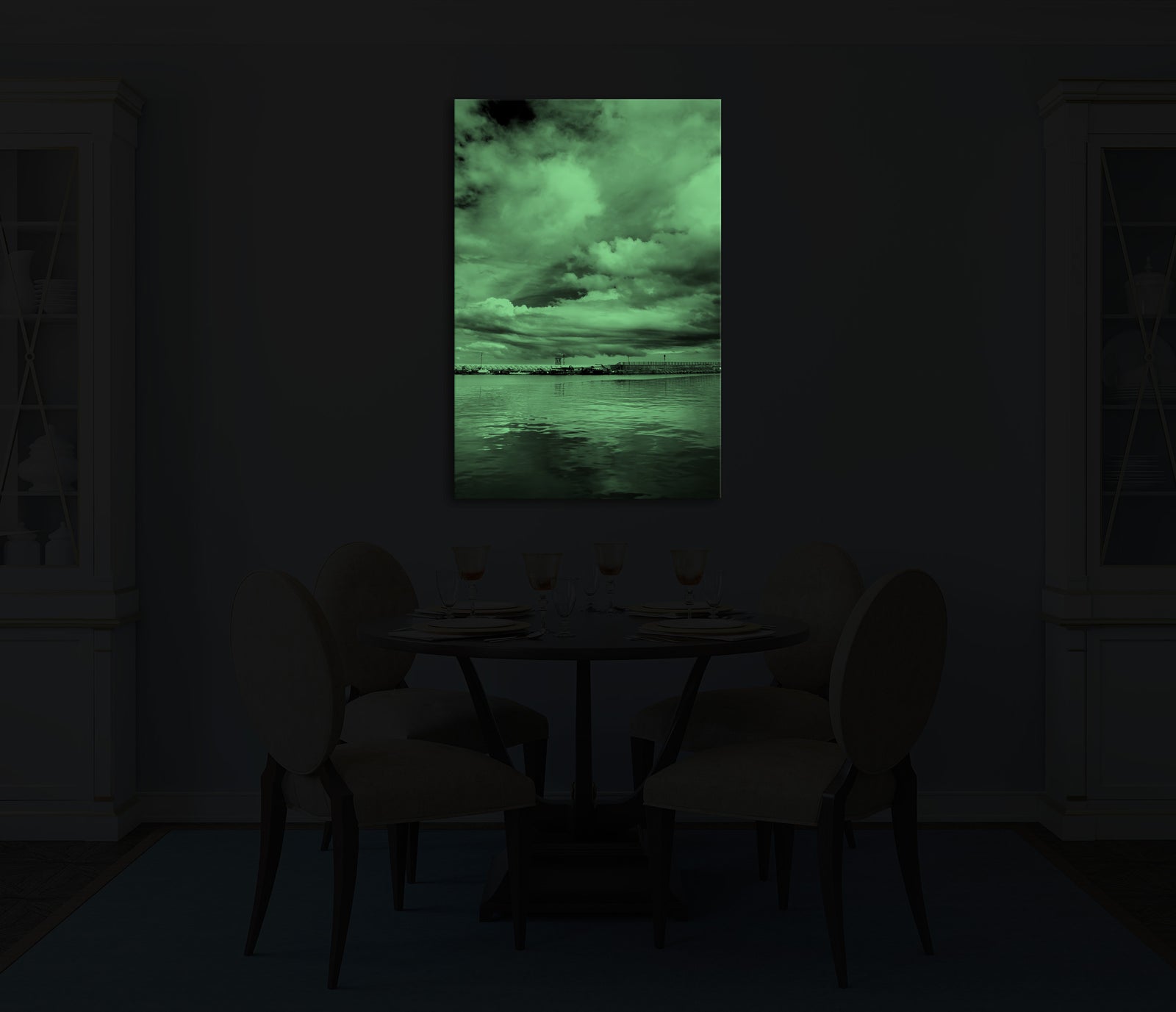 Landscapes No. 280, glowing in a room at night