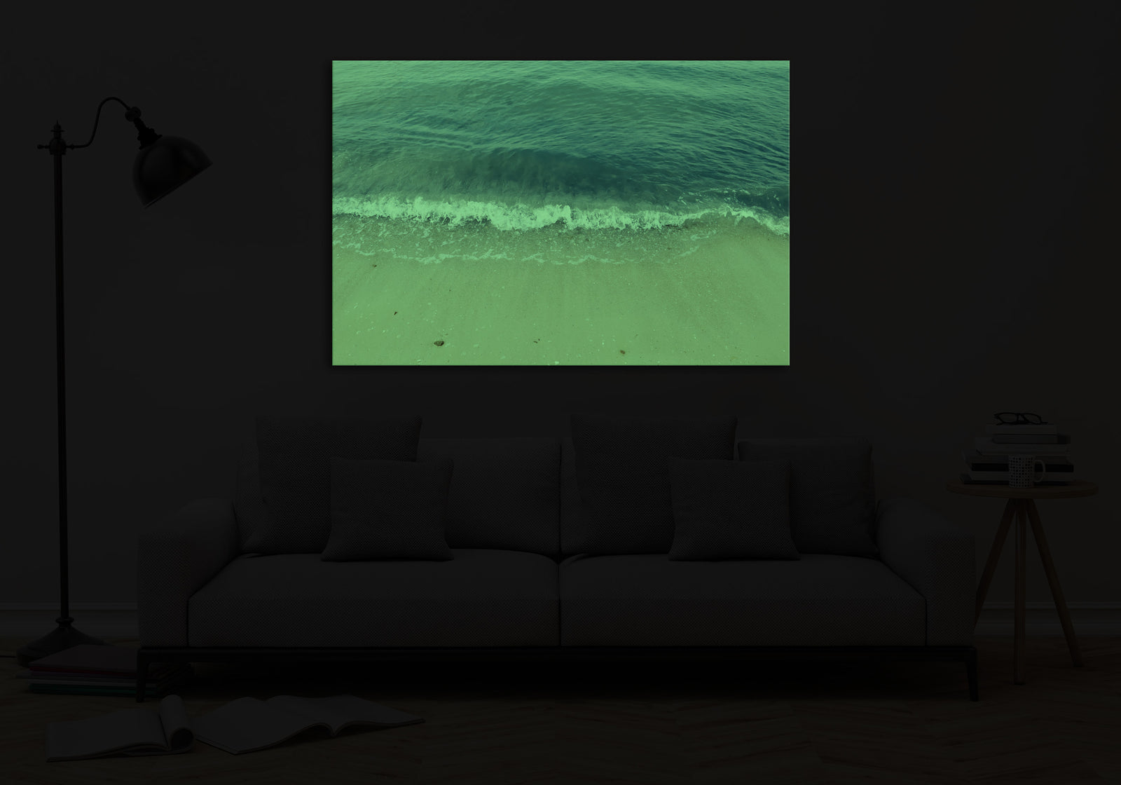 Landscapes No. 282, glowing in a room at night