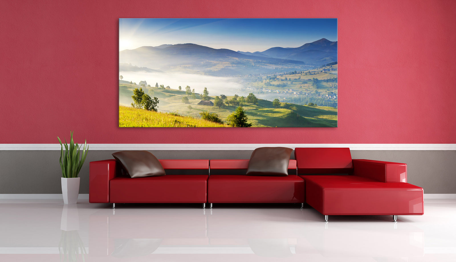 Landscapes No. 283, shown framed in a room by day