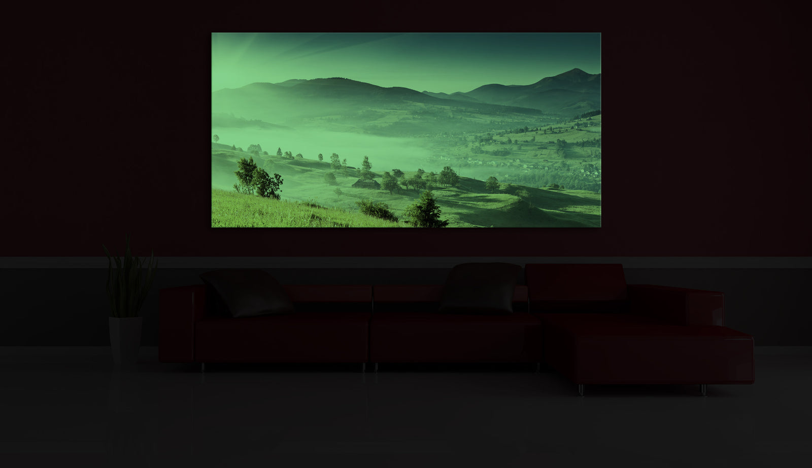 Landscapes No. 283, glowing in a room at night