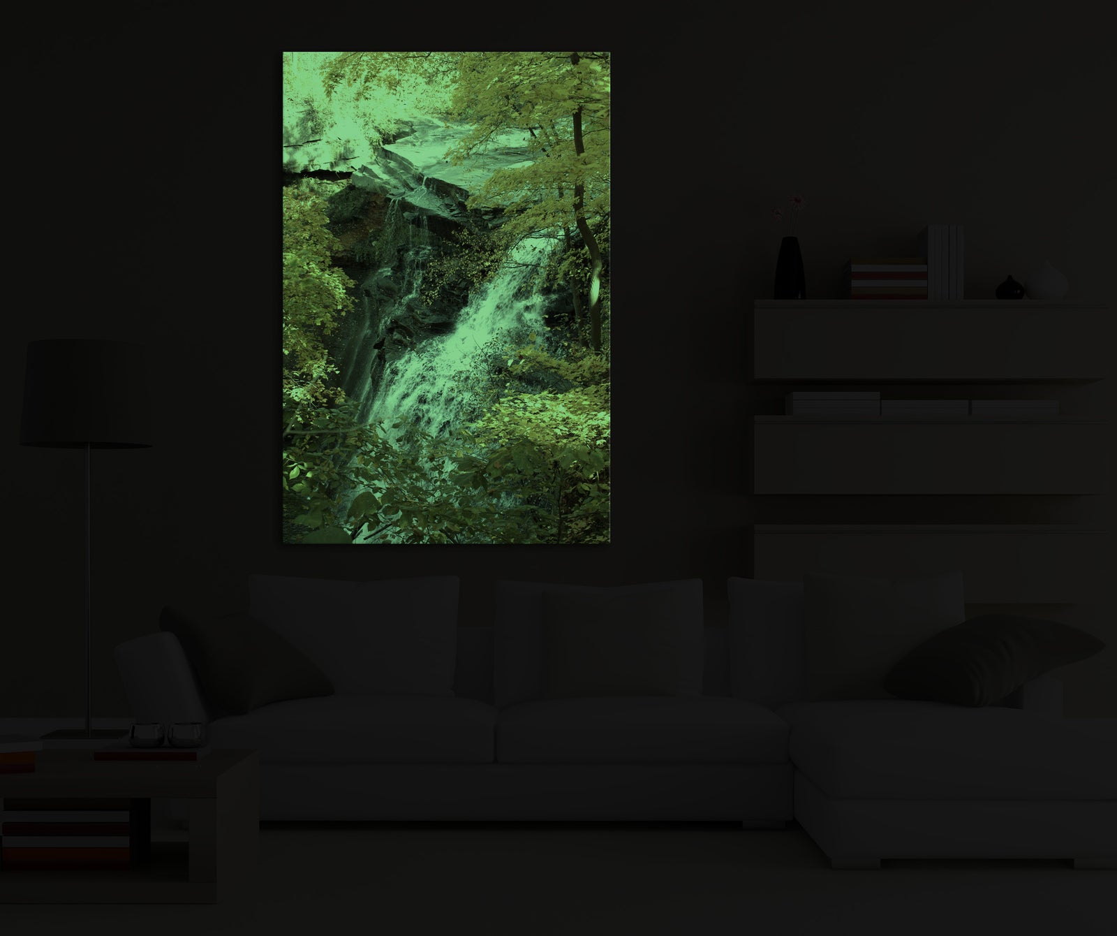 Landscapes No. 284, glowing in a room at night