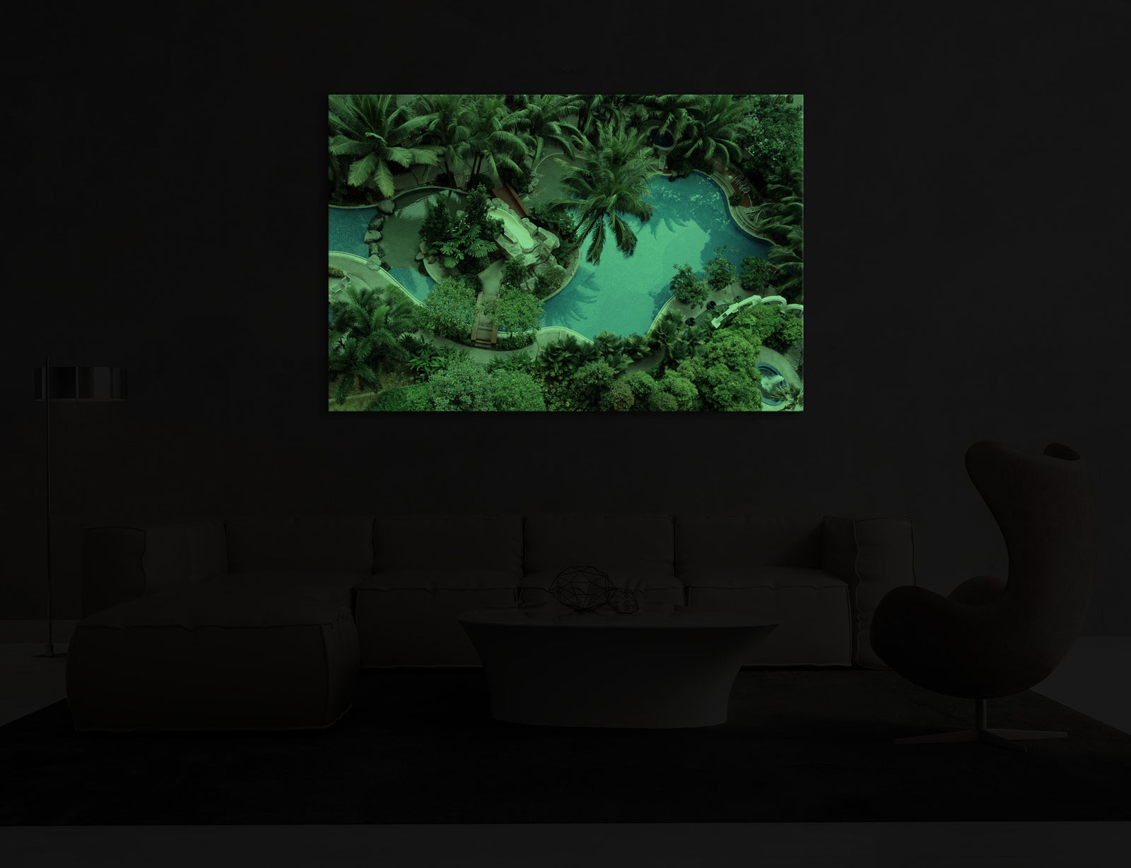 Landscapes No. 285, glowing in a room at night