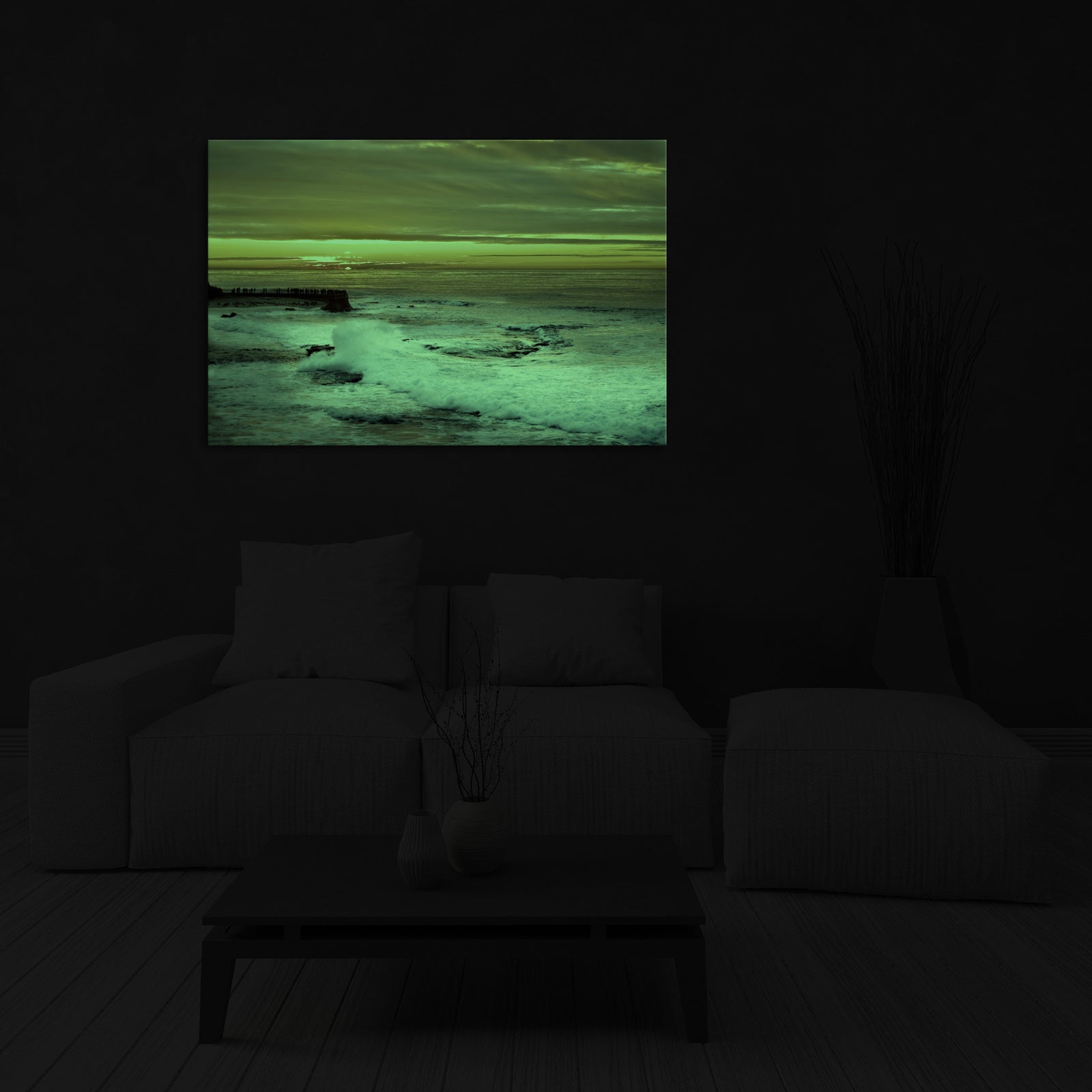 Landscapes No. 286, glowing in a room at night