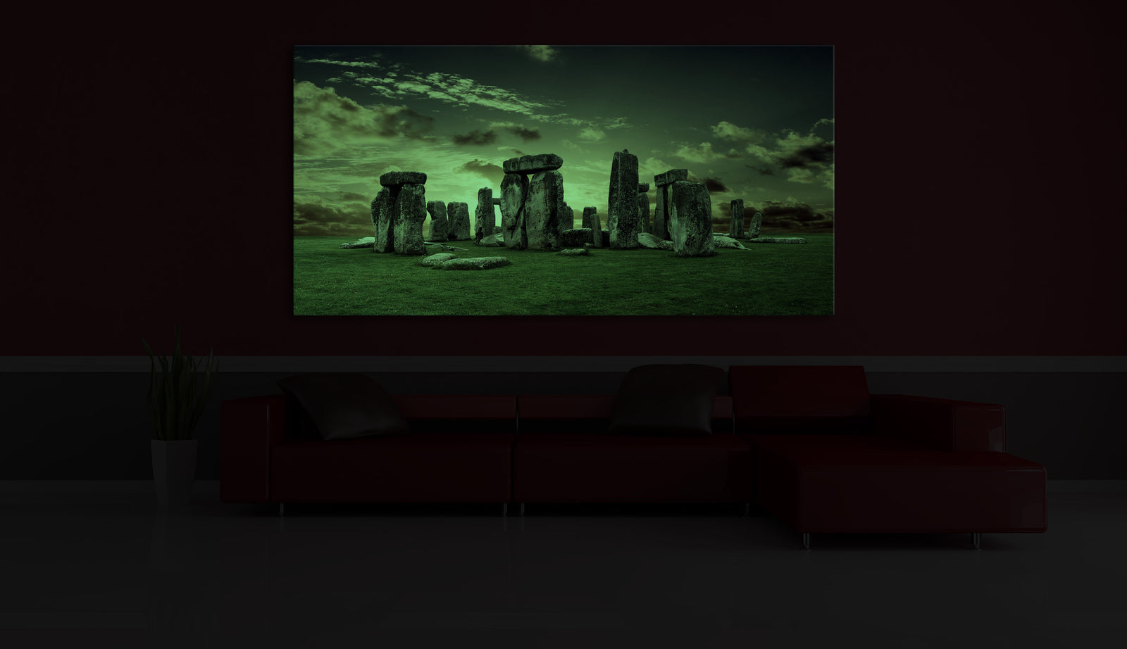 Landscapes No. 288, glowing in a room at night