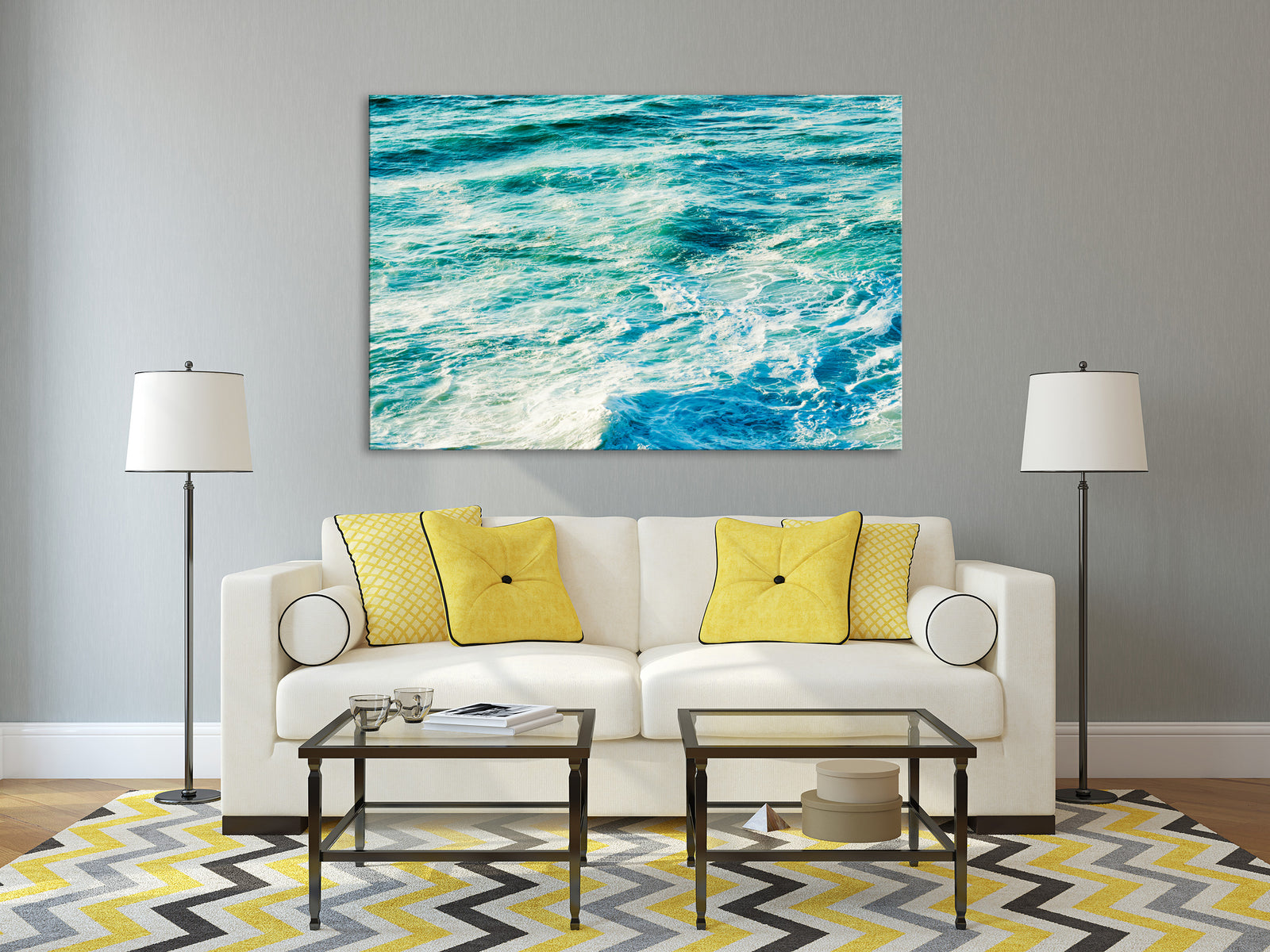 Landscapes No. 289, shown framed in a room by day