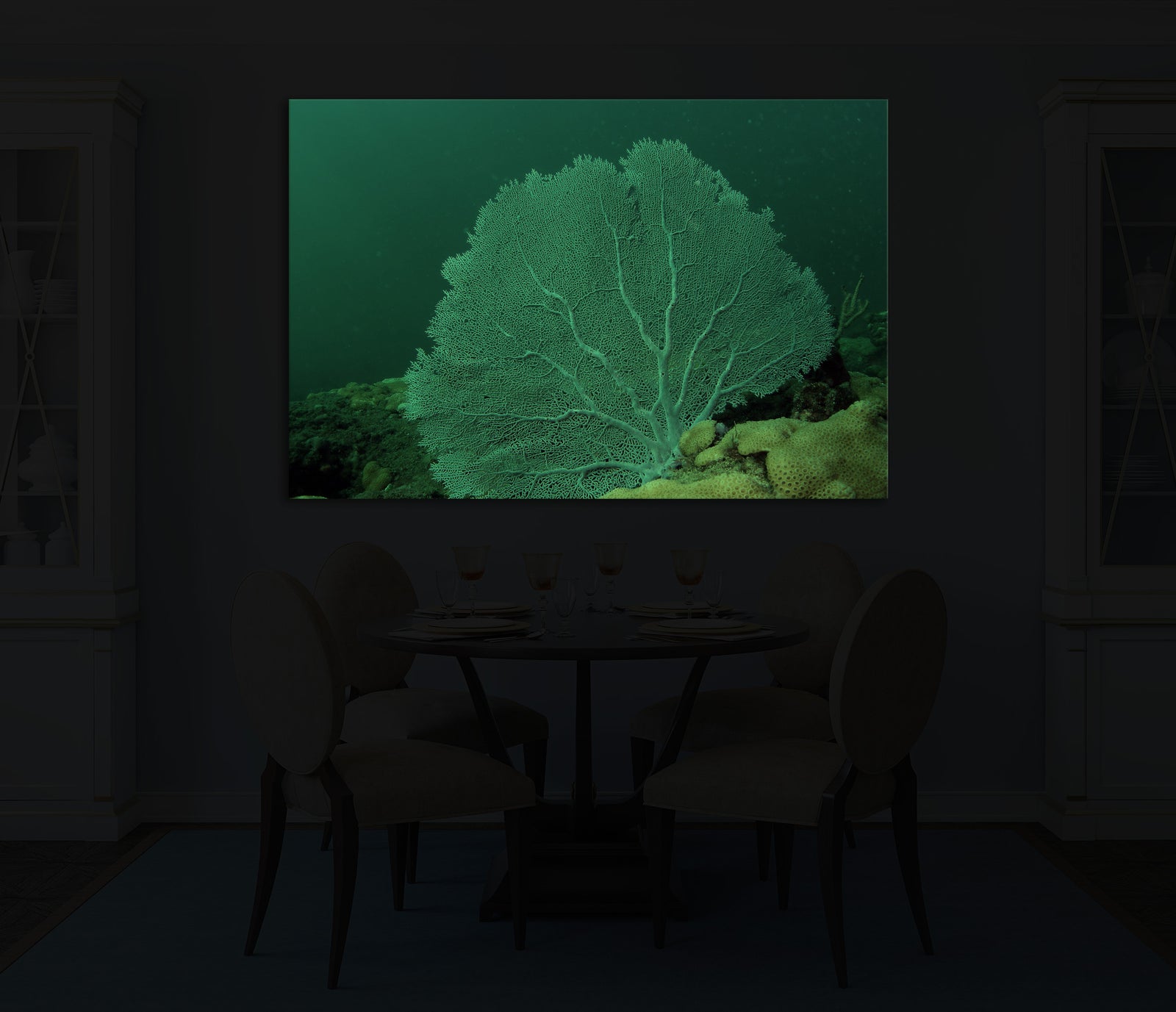 Landscapes No. 291, glowing in a room at night
