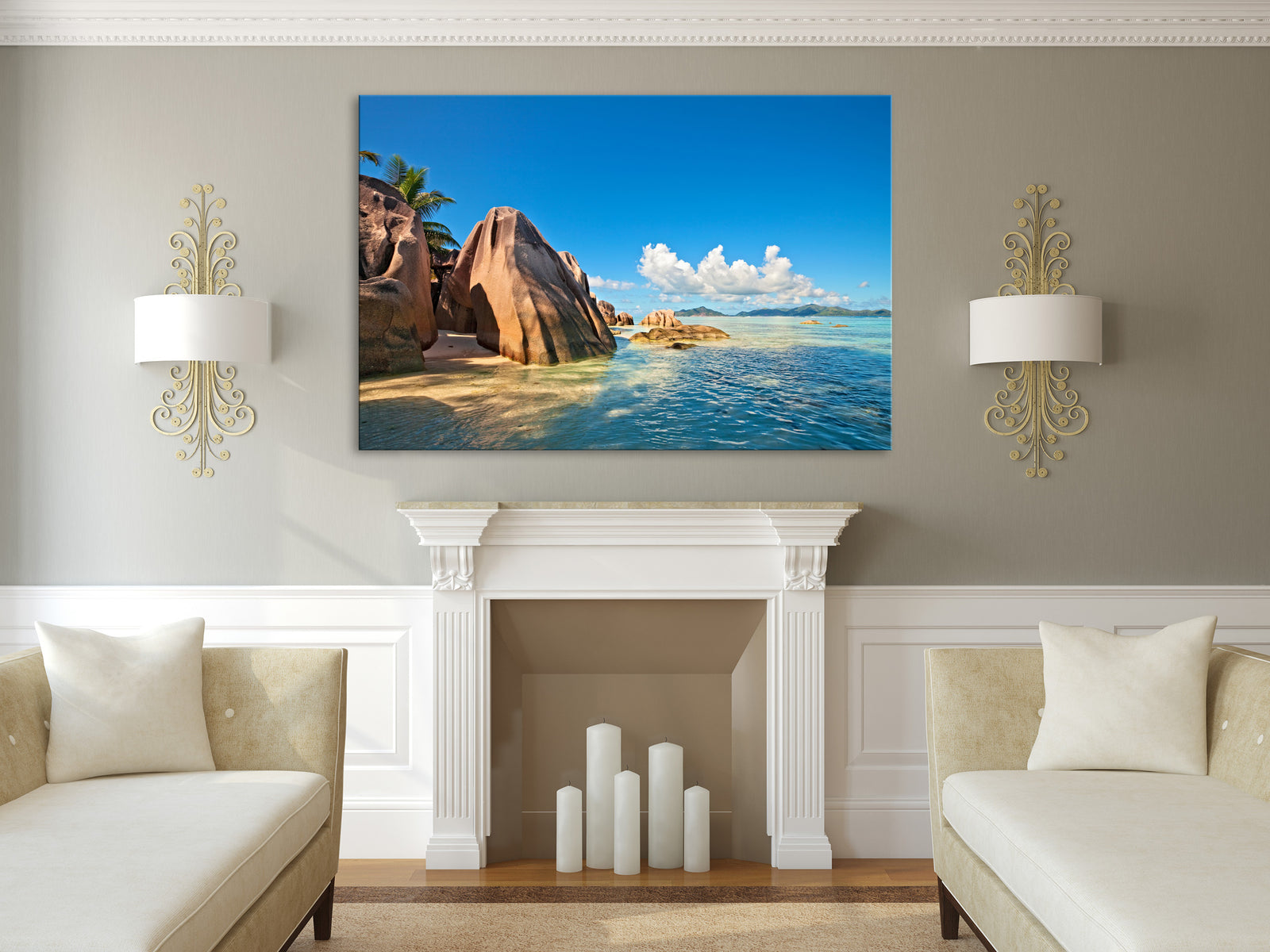 Landscapes No. 292, shown framed in a room by day
