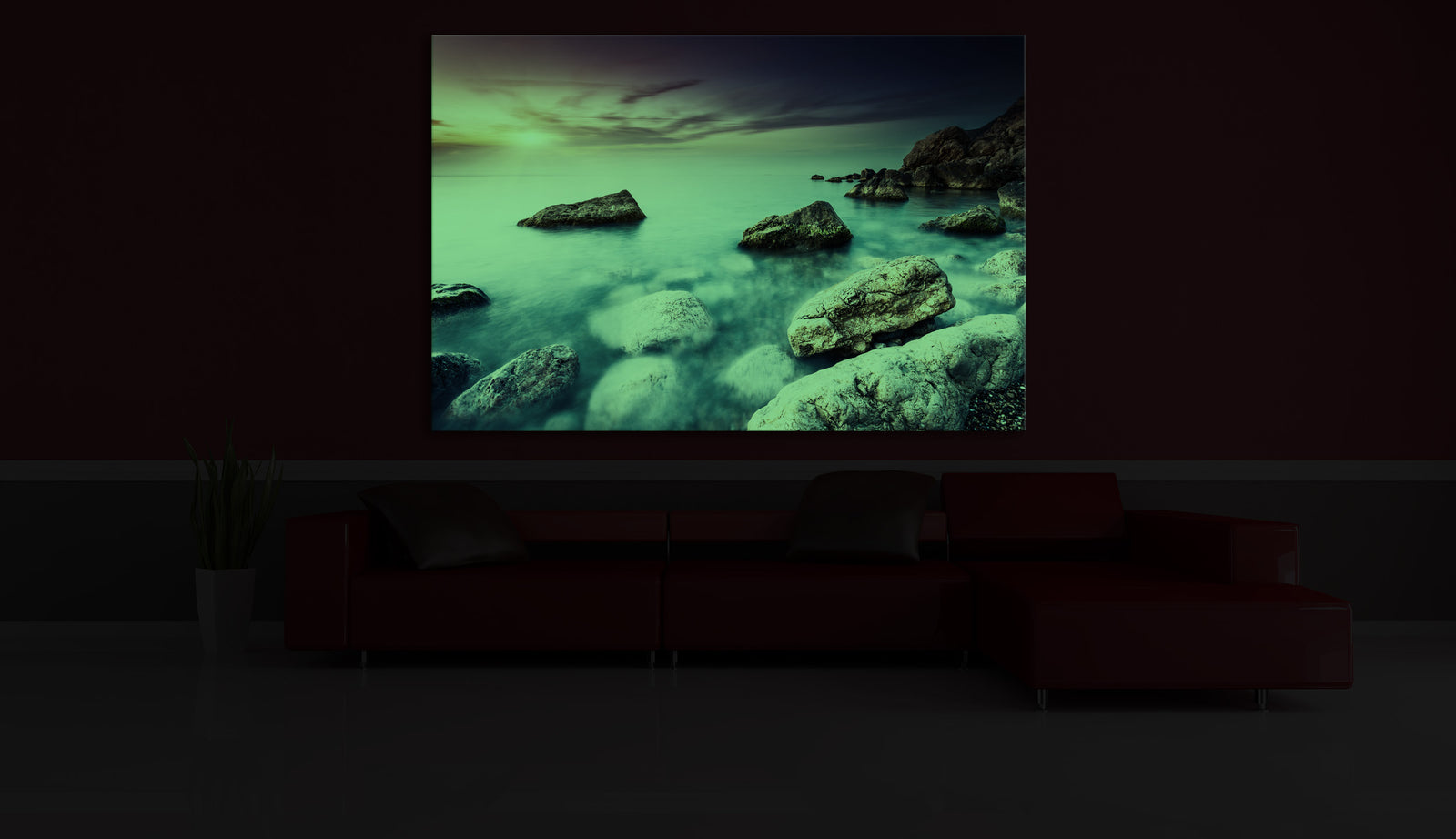 Landscapes No. 293, glowing in a room at night