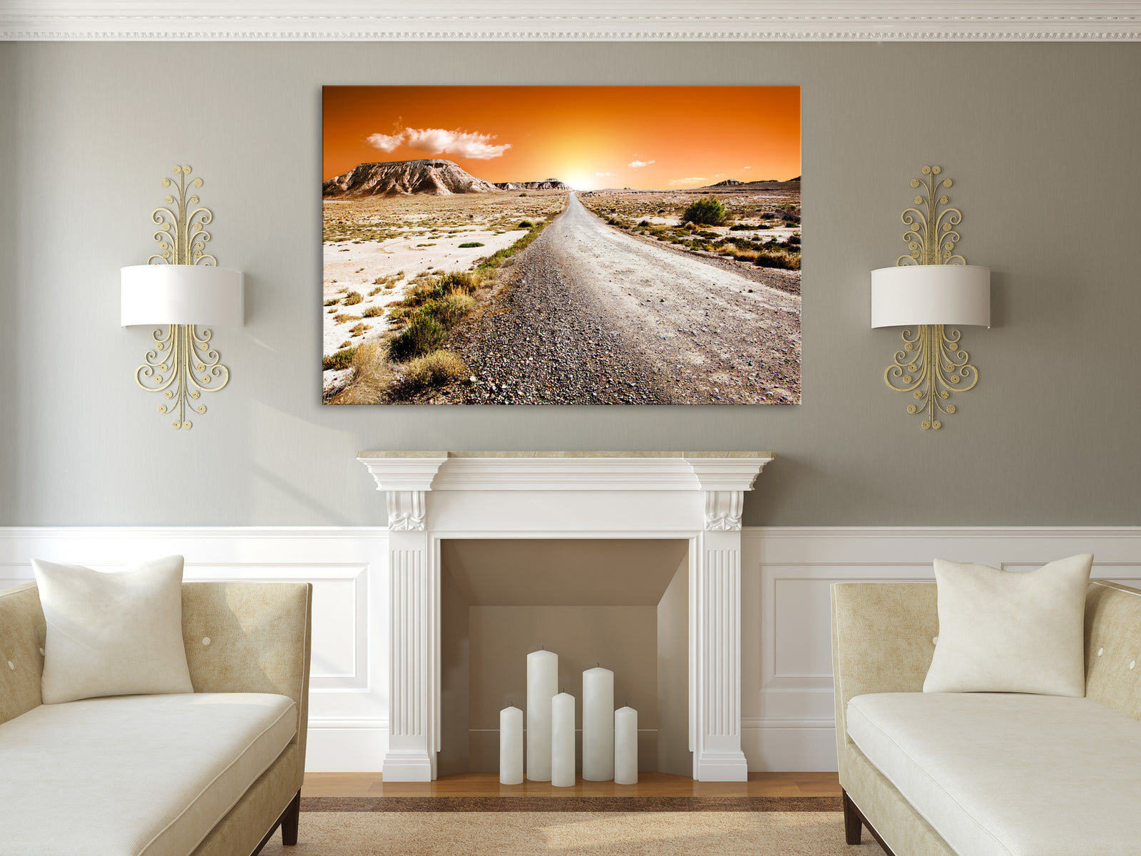 Landscapes No. 295, shown framed in a room by day
