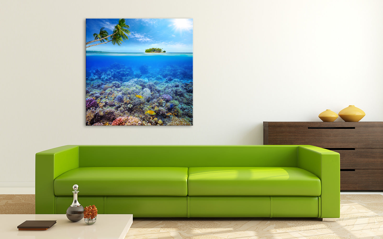 Landscapes No. 296, shown framed in a room by day
