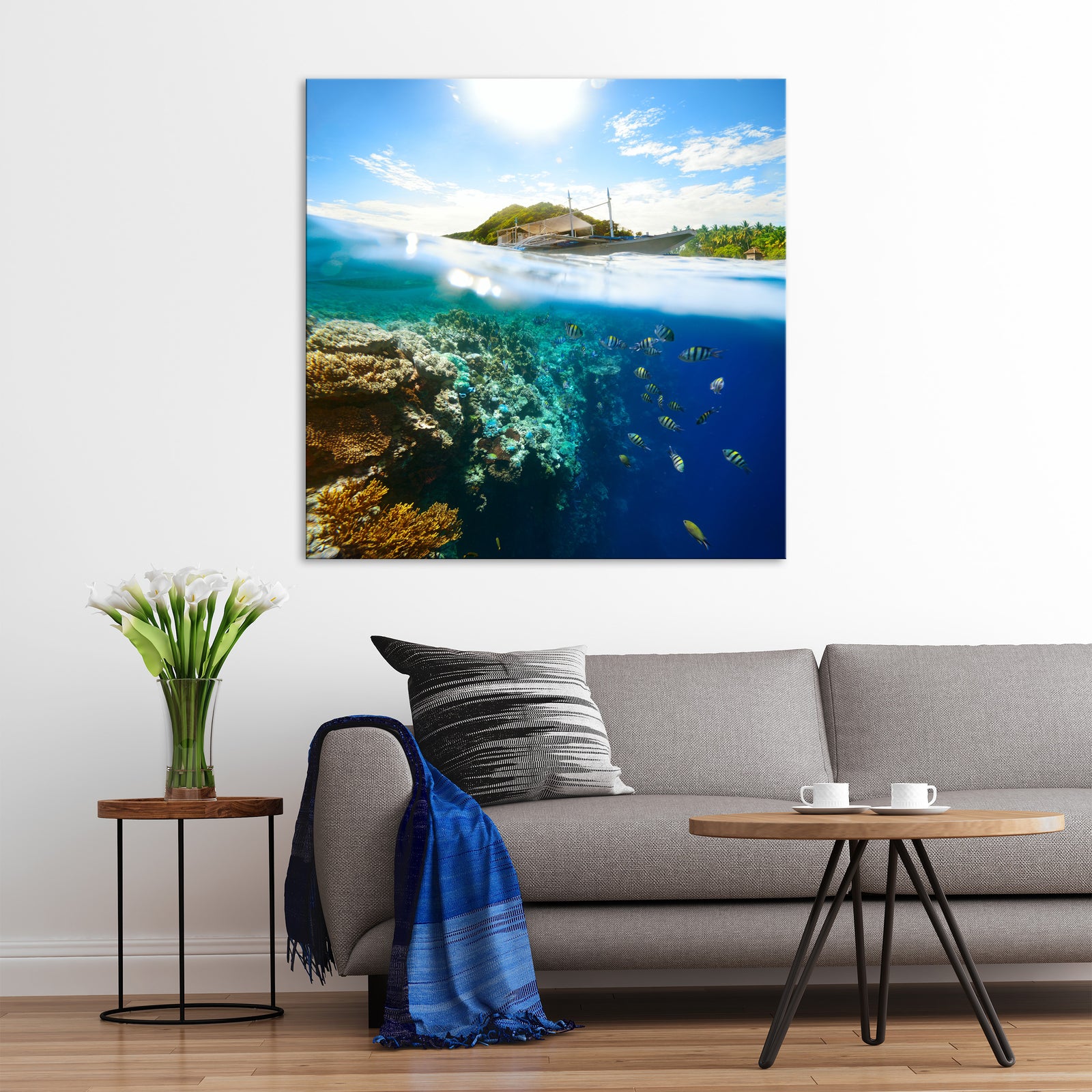 Landscapes No. 297, shown framed in a room by day