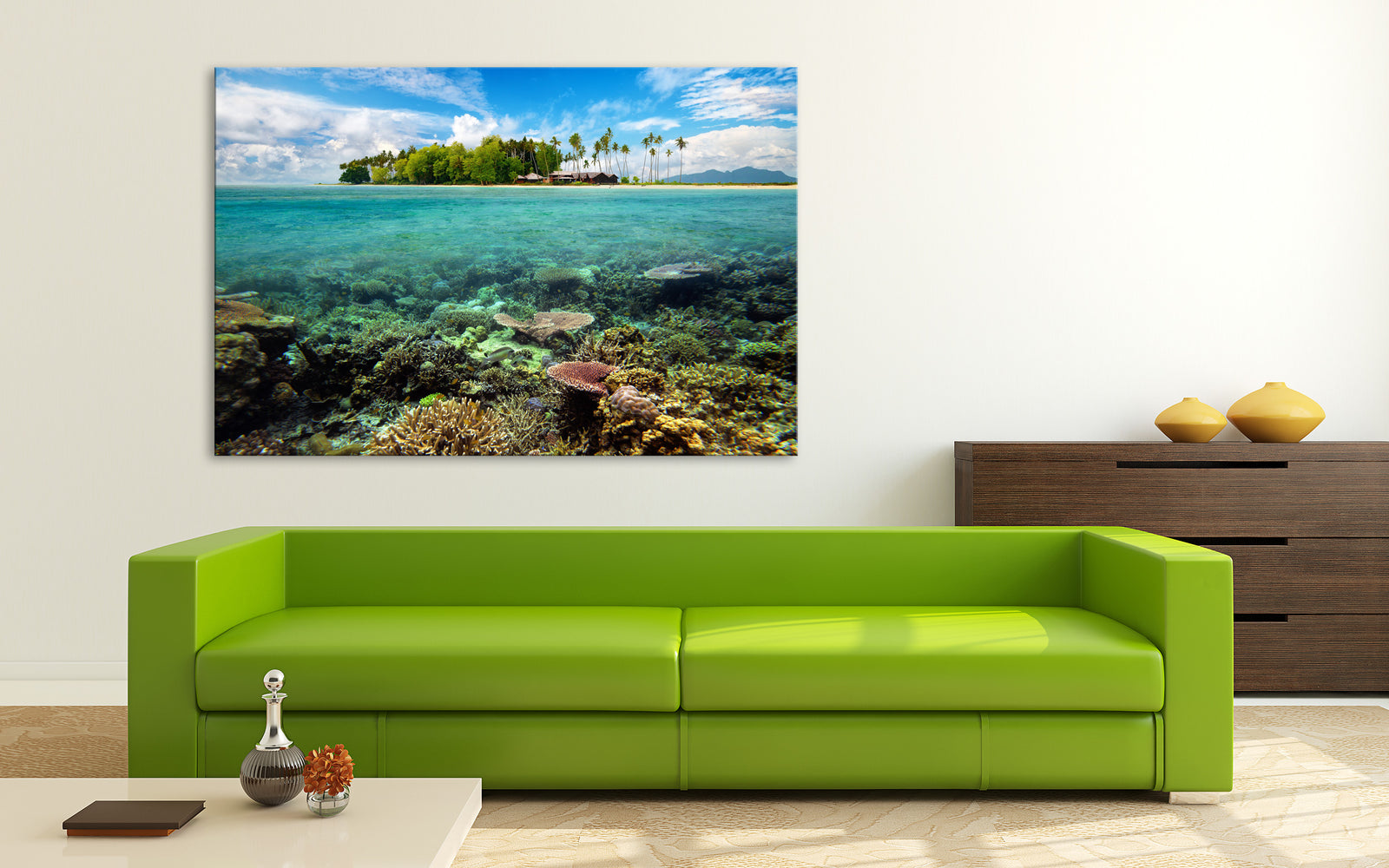 Landscapes No. 298, shown framed in a room by day
