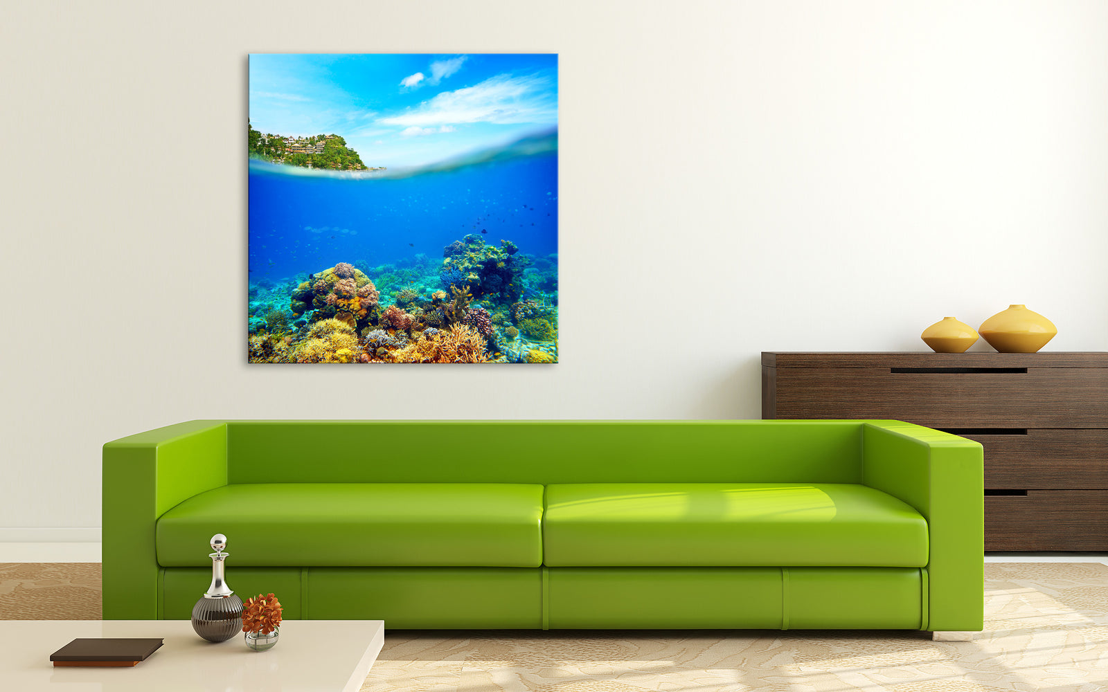 Landscapes No. 299, shown framed in a room by day